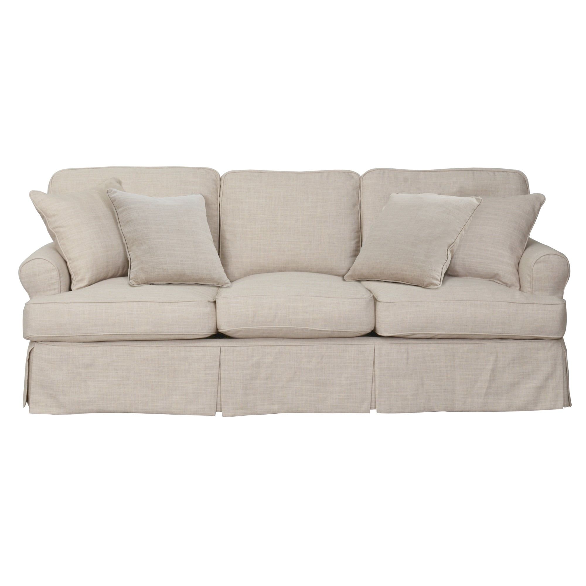 Elegant Linen and Wood Sleeper Sofa with Down Fill Cushions