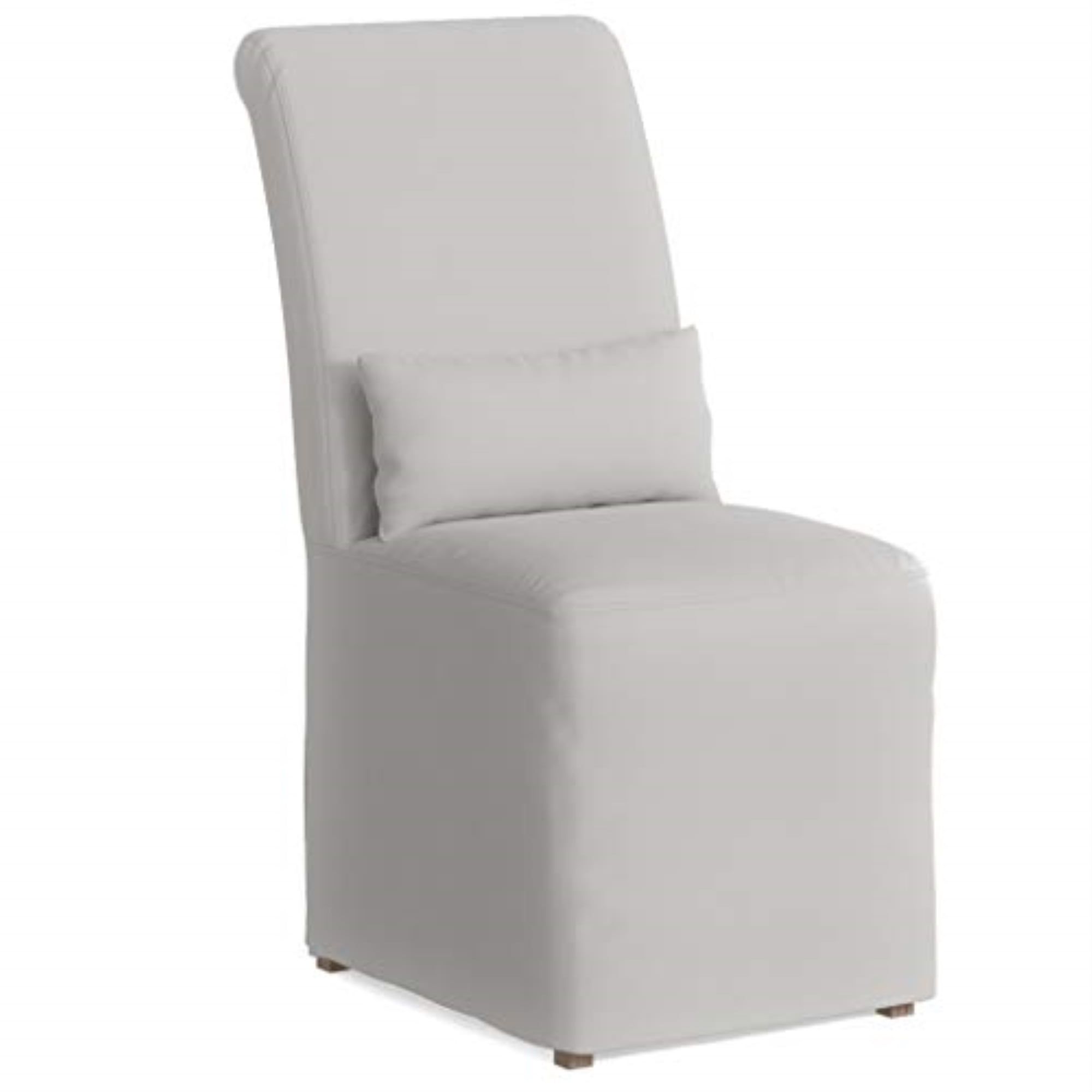 Newport Slipcovered White Parsons Side Chair with Wood Legs