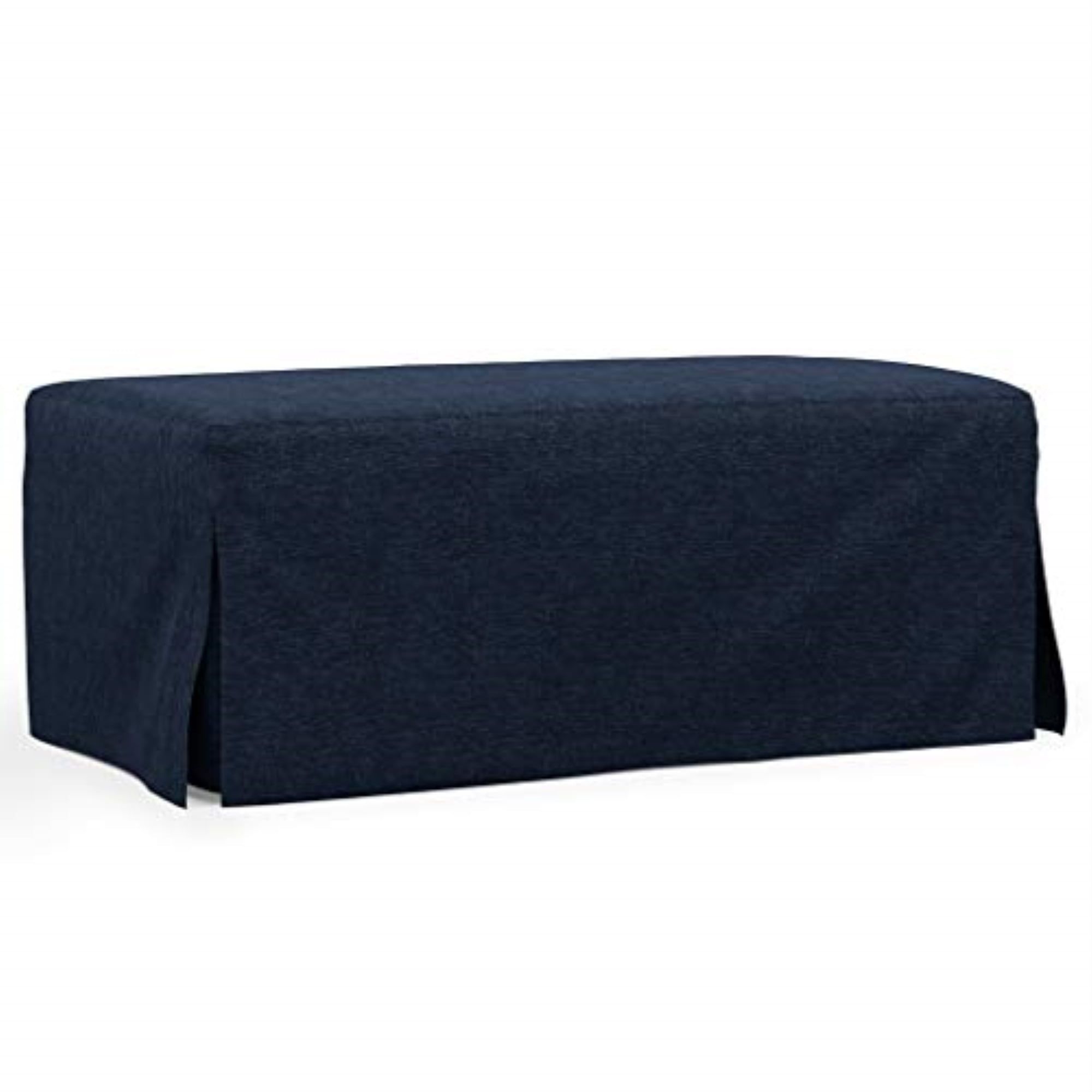 Newport 44" Navy Blue Slipcovered Traditional Ottoman