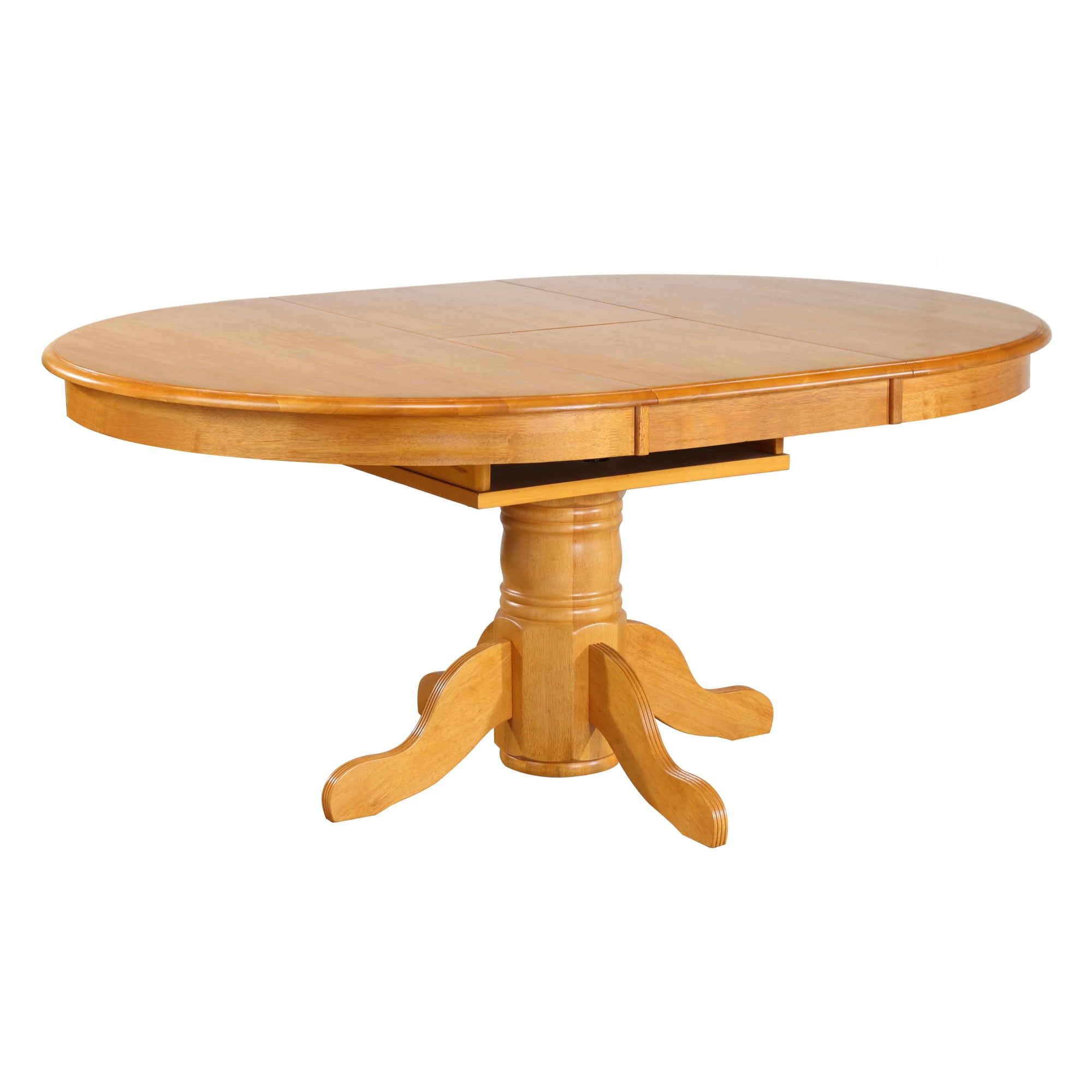 Classic Farmhouse Round Extendable Oak Wood Dining Table