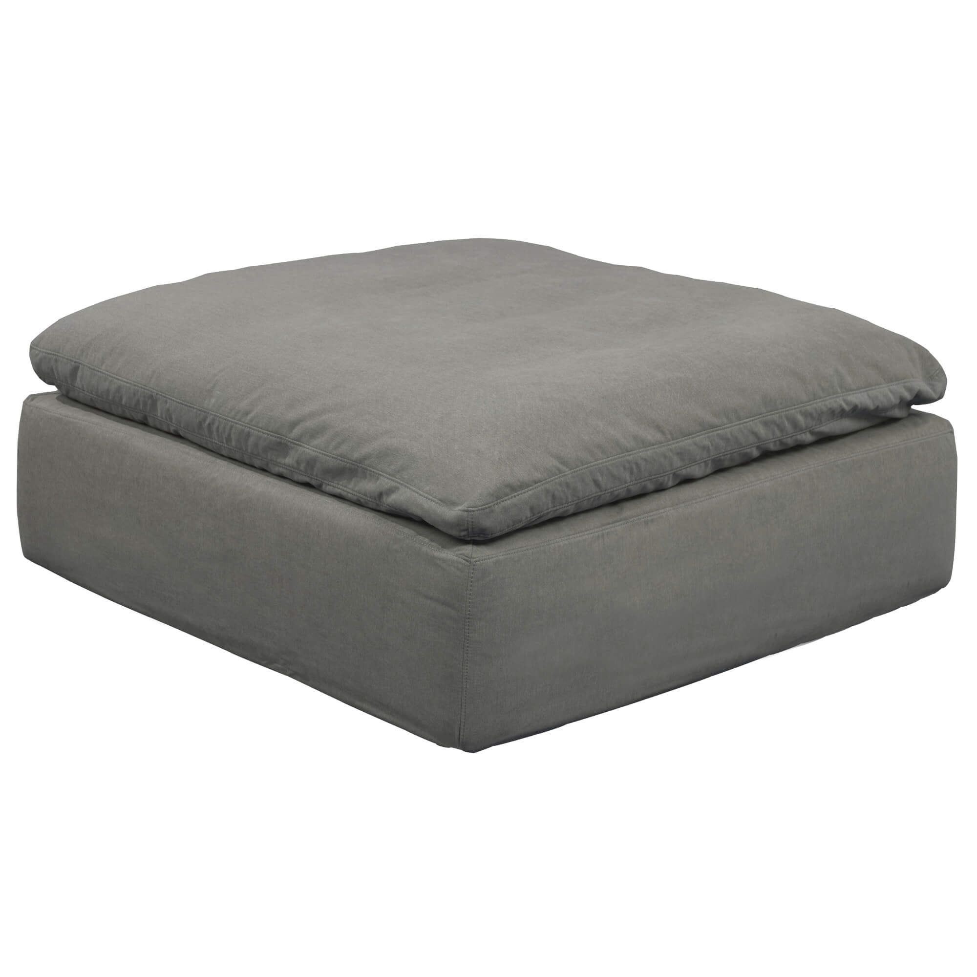 Gray 44" Square Modular Ottoman with Fabric Slipcover