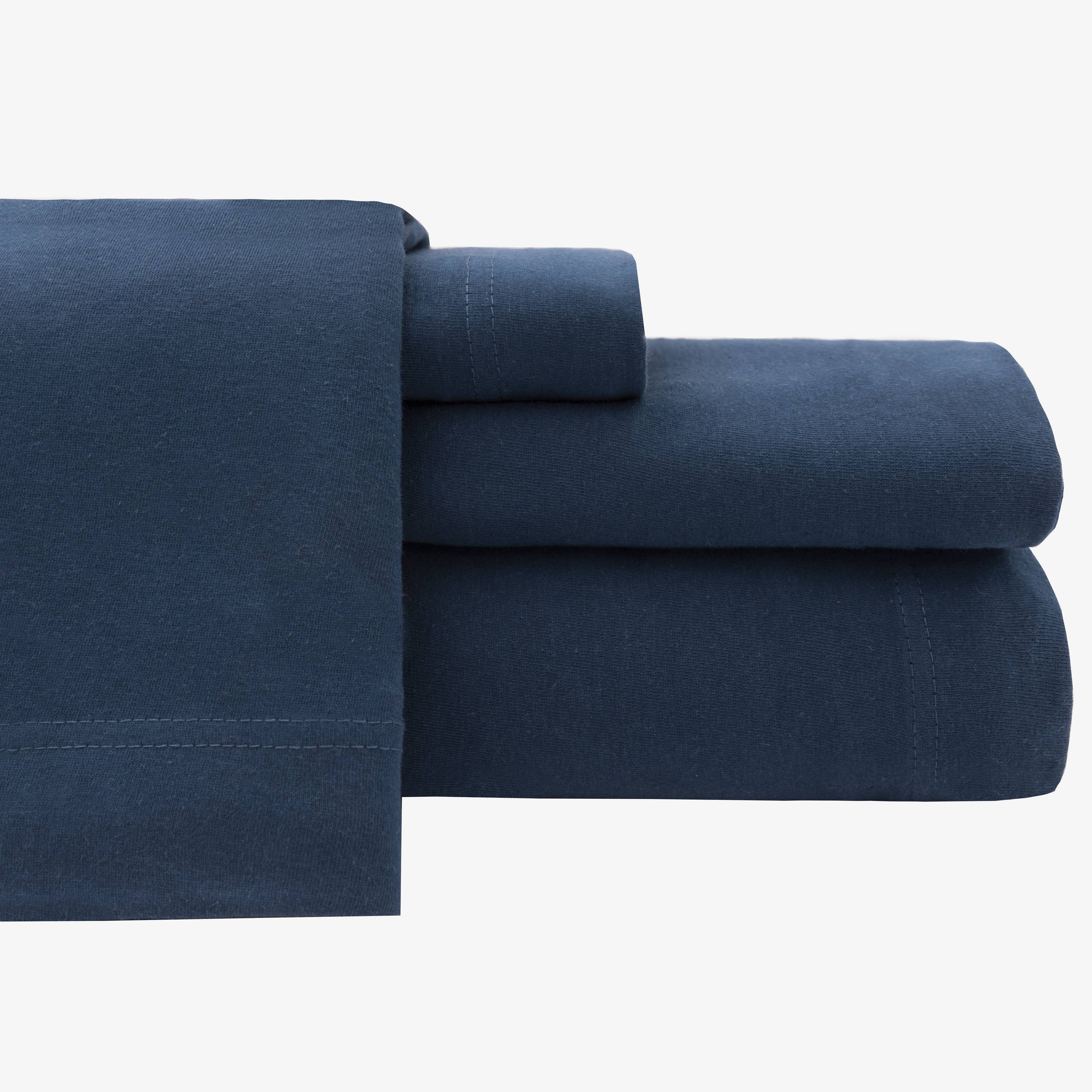 Navy Full Cotton Jersey Sheet Set