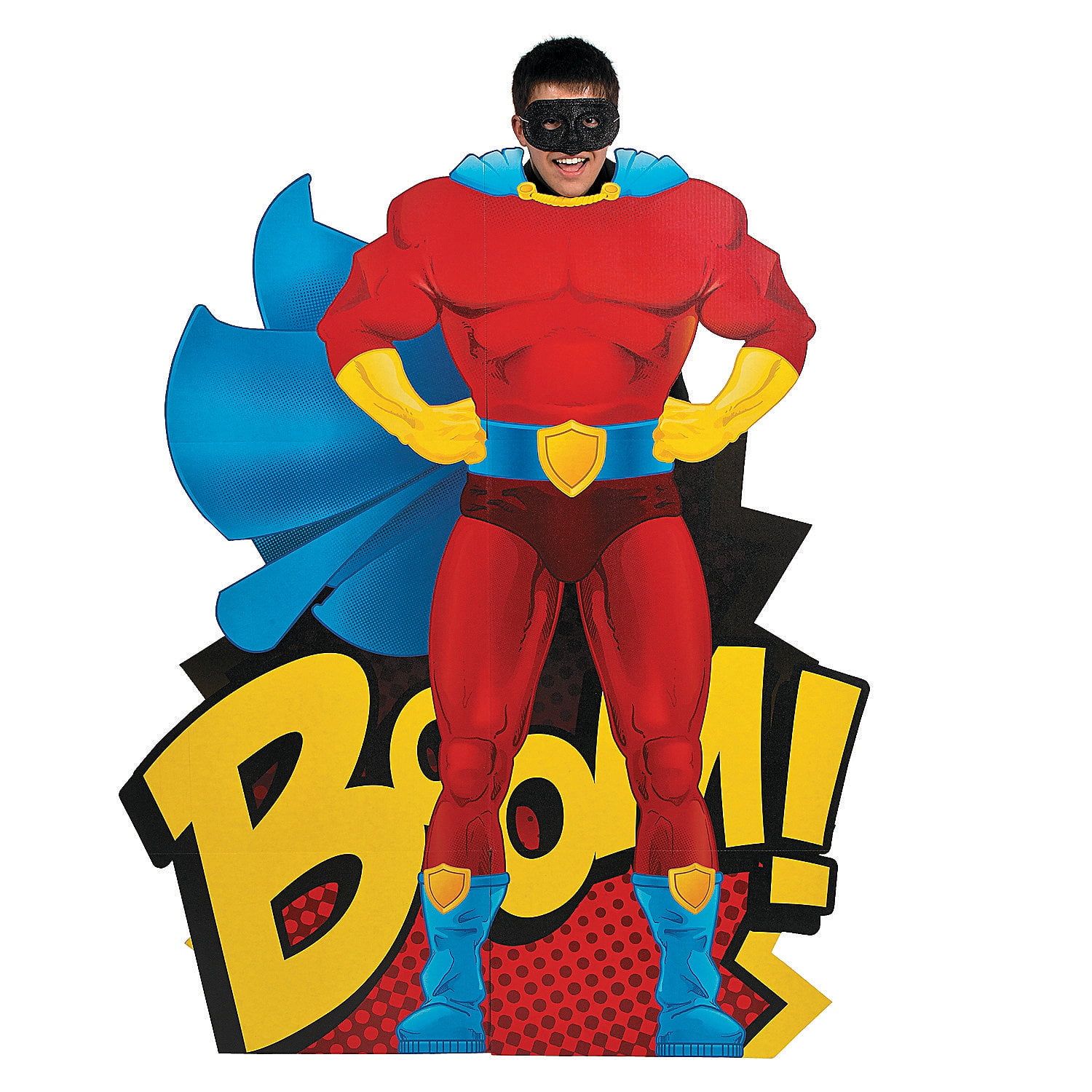 Heroic Red and Blue Superhero Photo Standup Decor