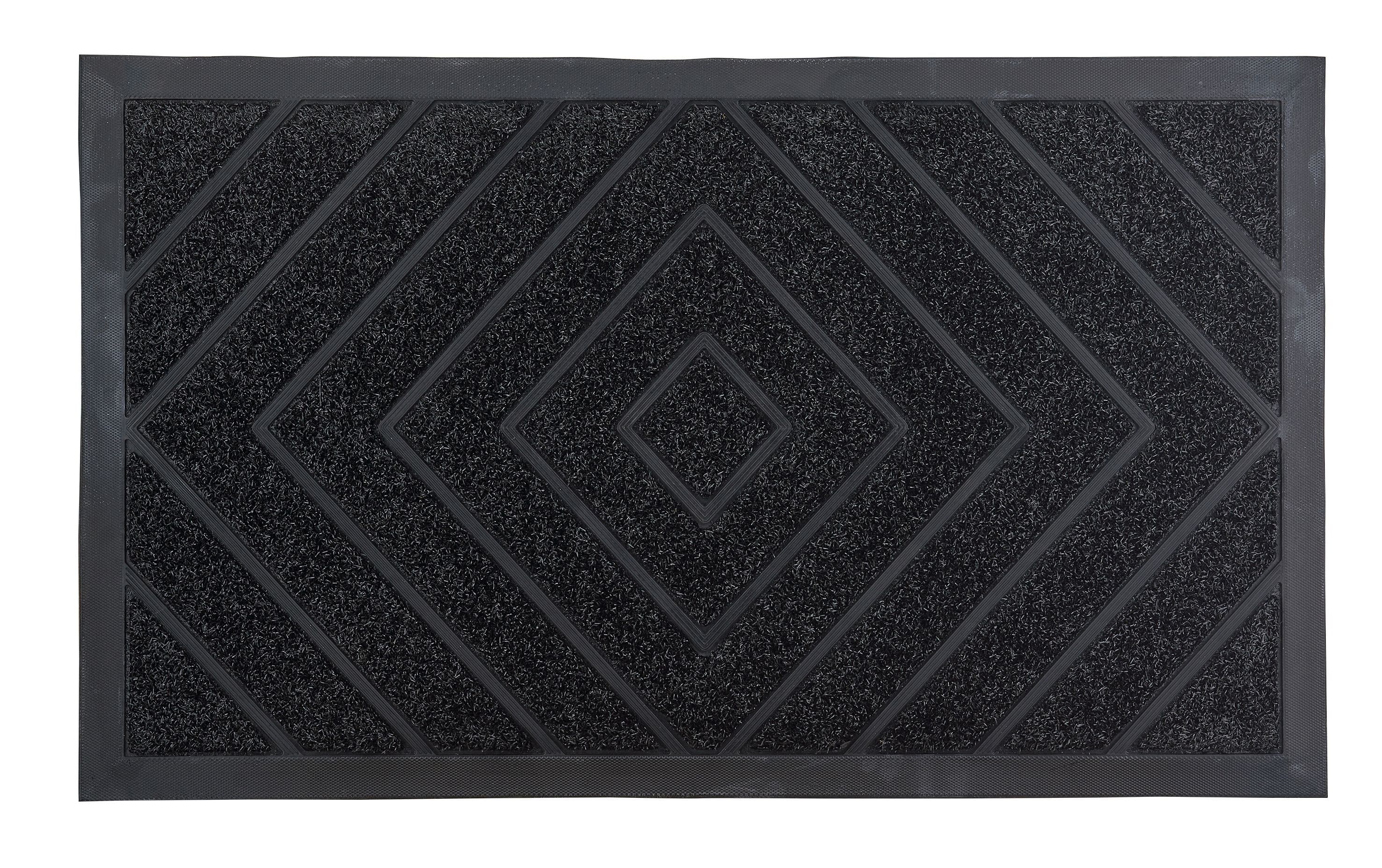 Elegant Black Diamond Coir 30"x18" Outdoor Welcome Doormat