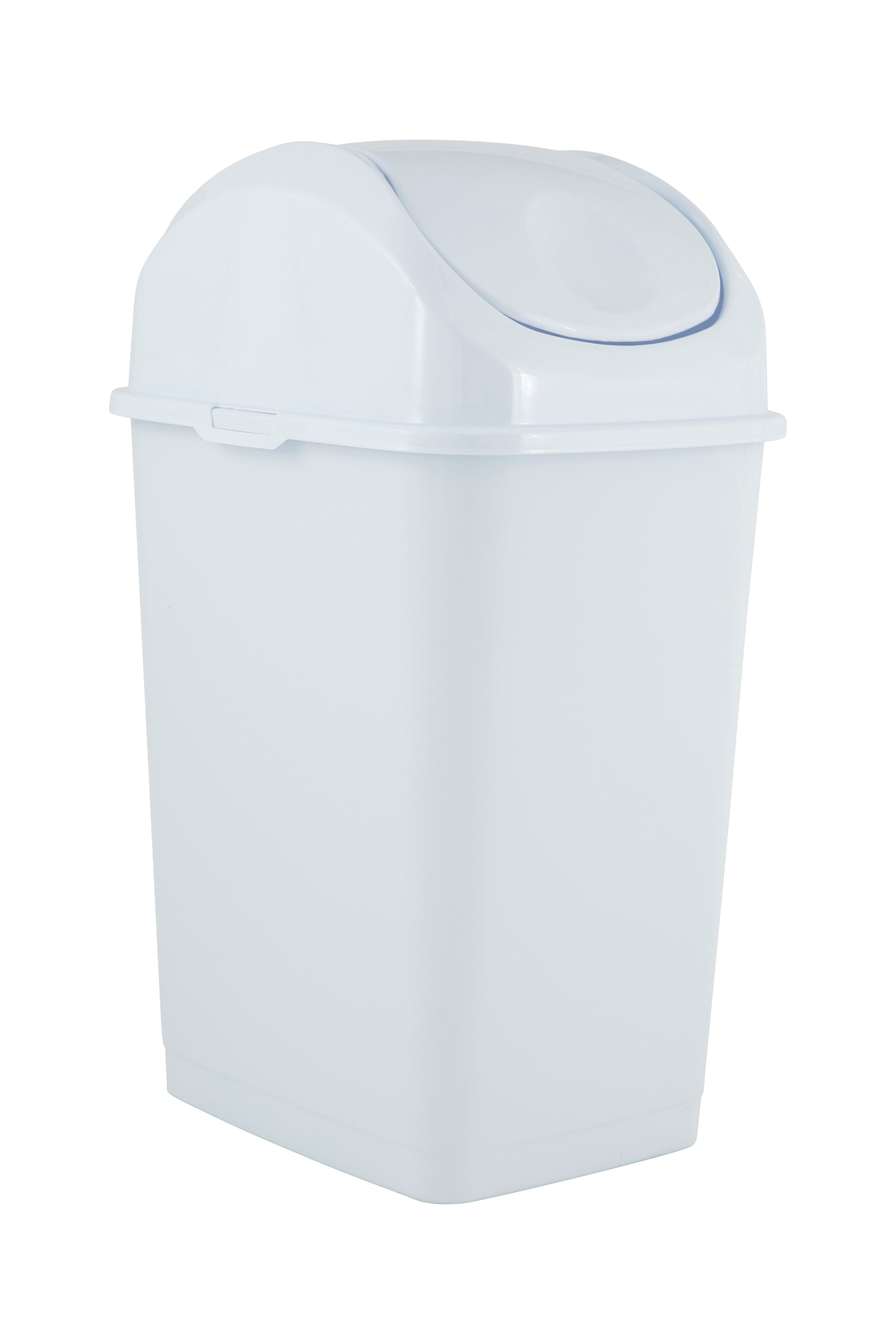 White Plastic 2.5 Gallon Swing-Top Trash Can