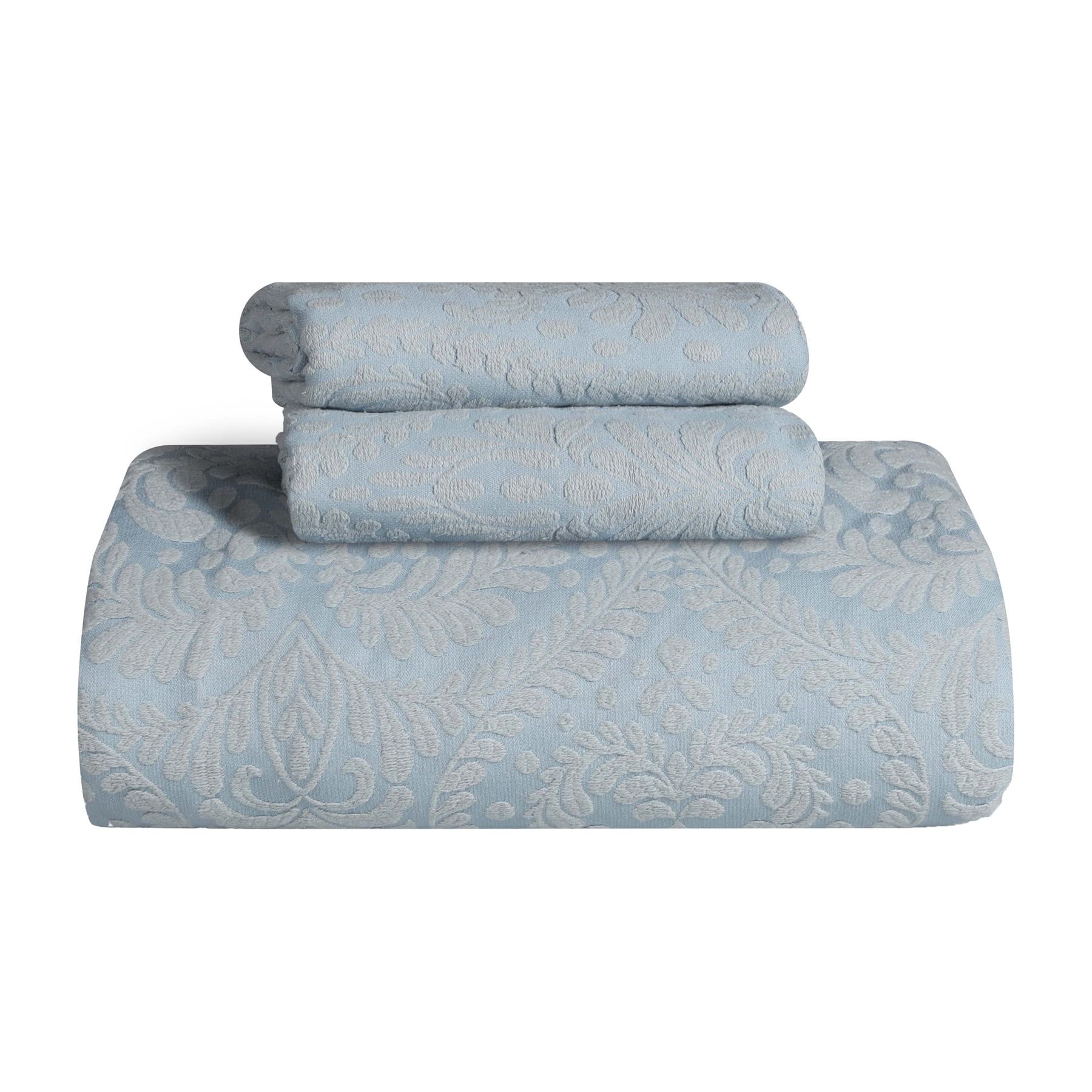 Aspen Light Blue Cotton Blend Twin Bedspread Set