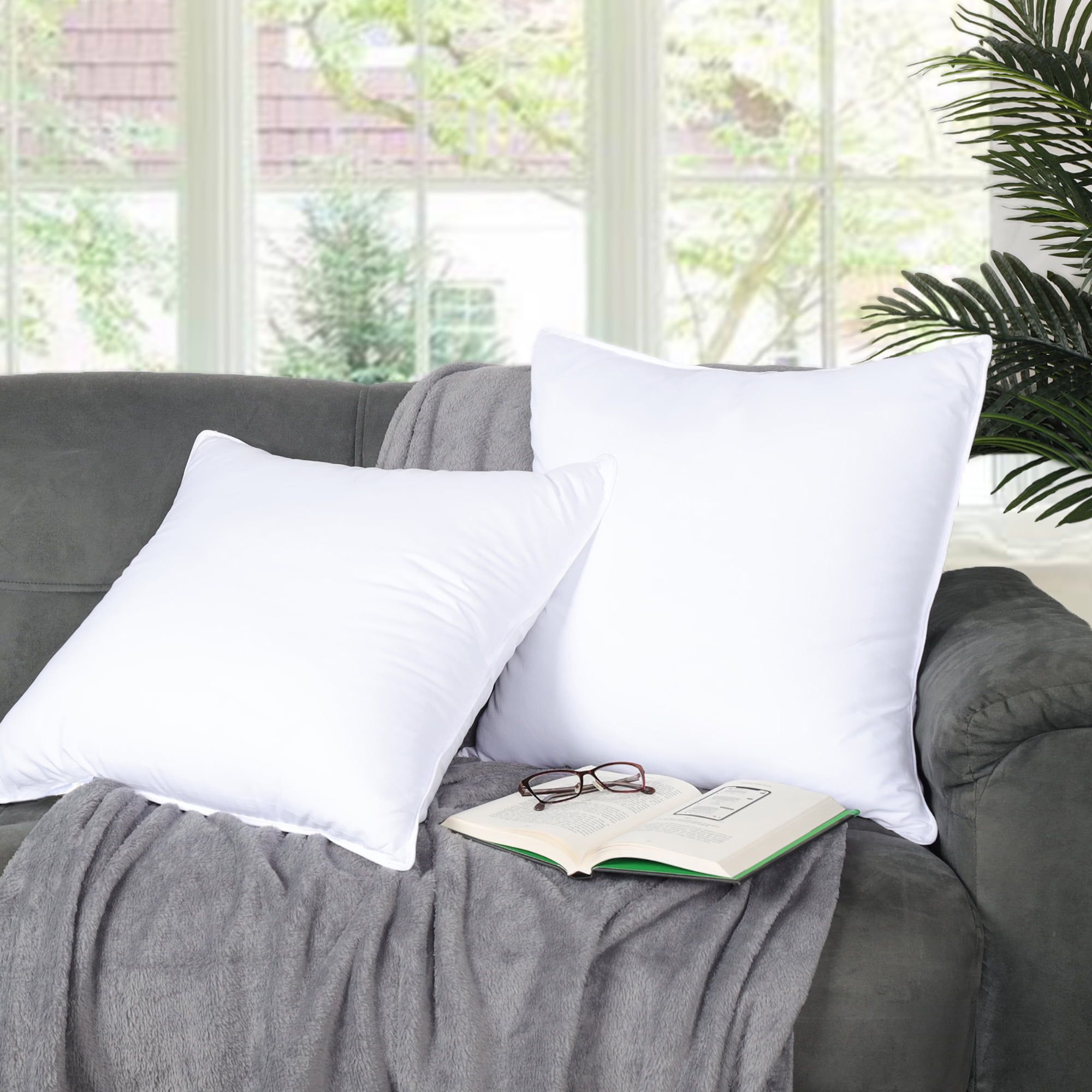 Superior White Hypoallergenic Polyester Euro Pillow Set, 24"