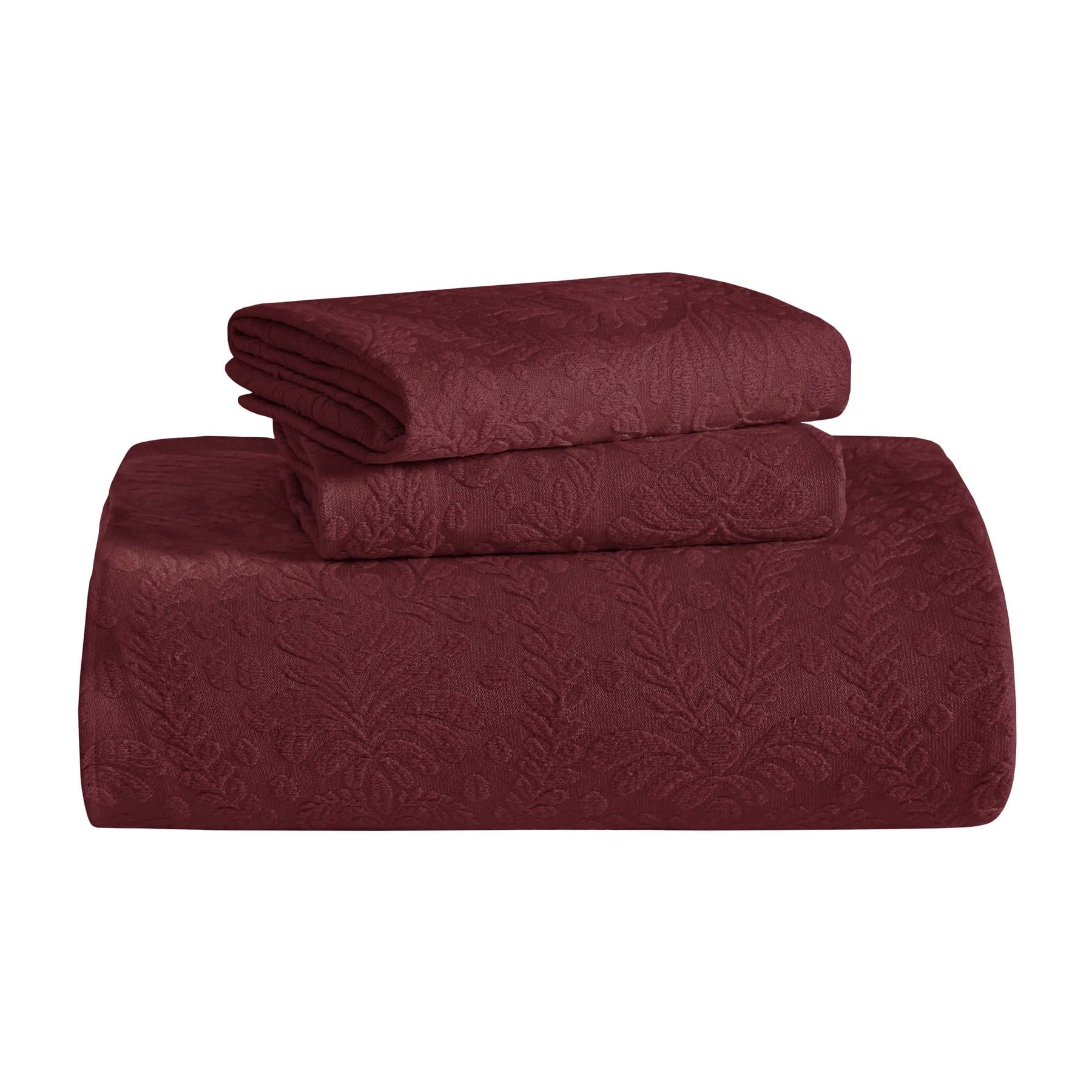 Burgundy Queen Reversible Microfiber Bedspread Set