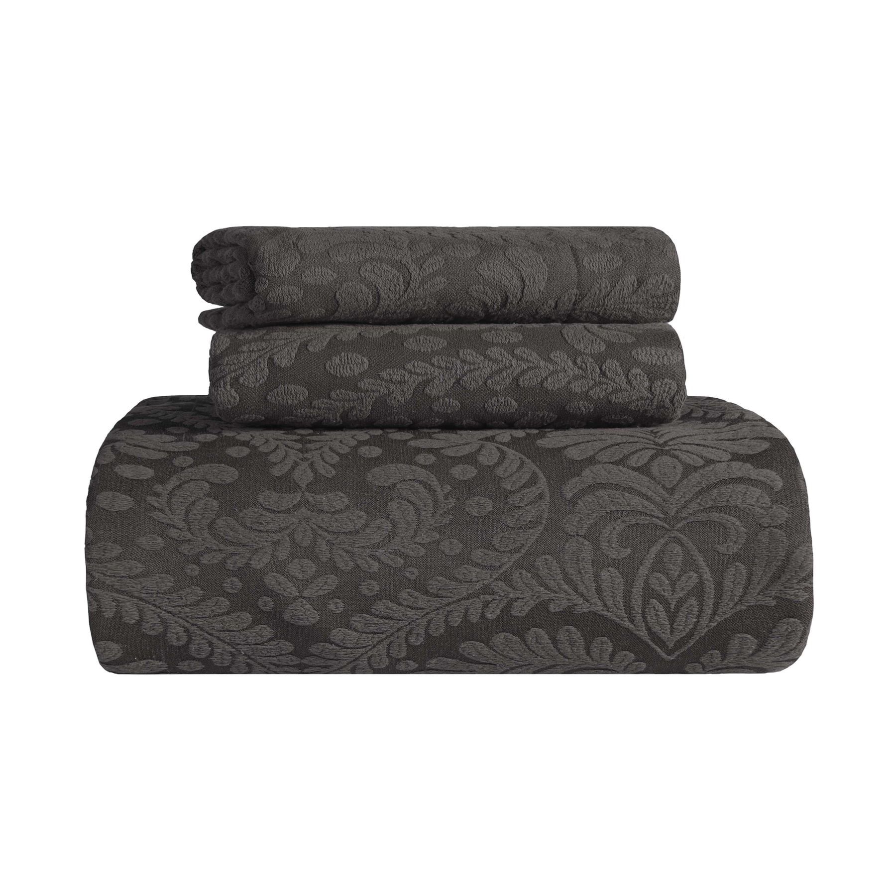 Charcoal Full Cotton Blend Floral Bedspread Set