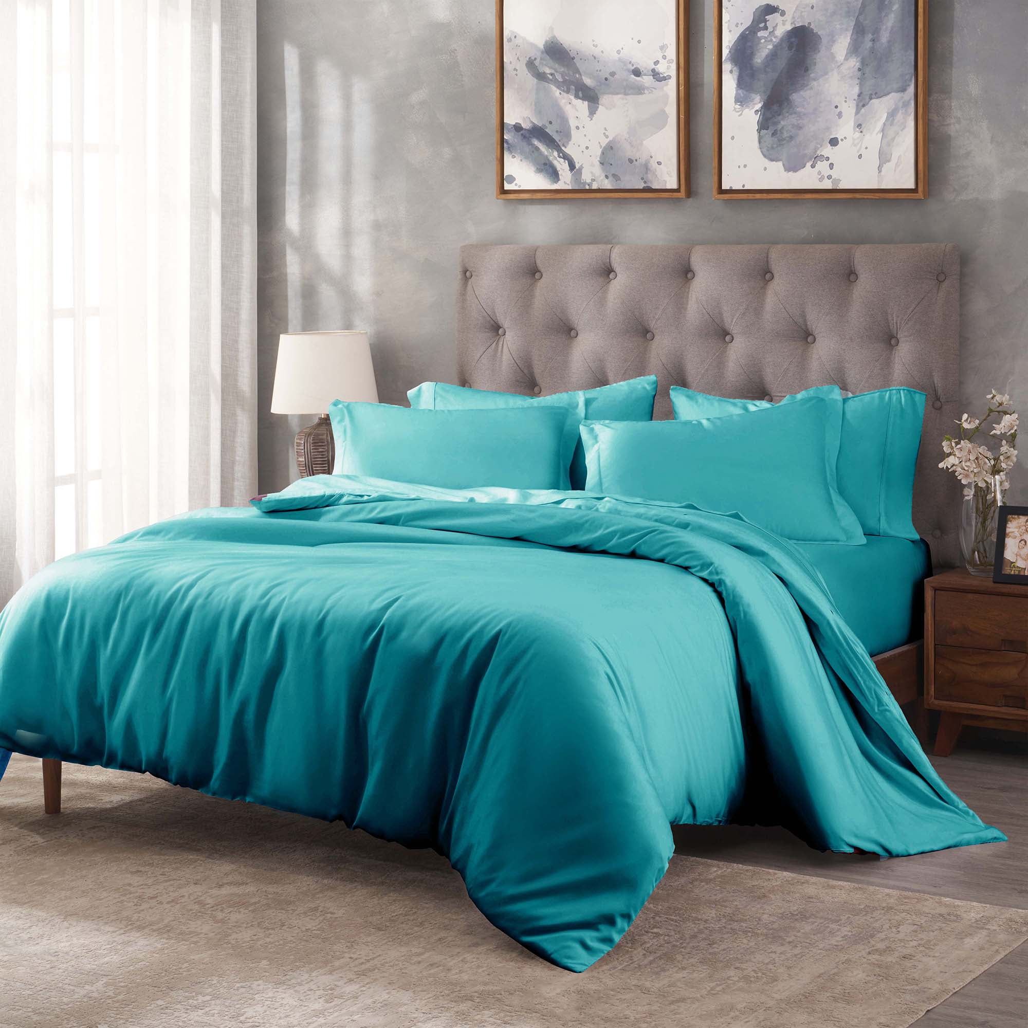 Teal Egyptian Cotton 400 Thread Count Full/Queen Duvet Cover Set