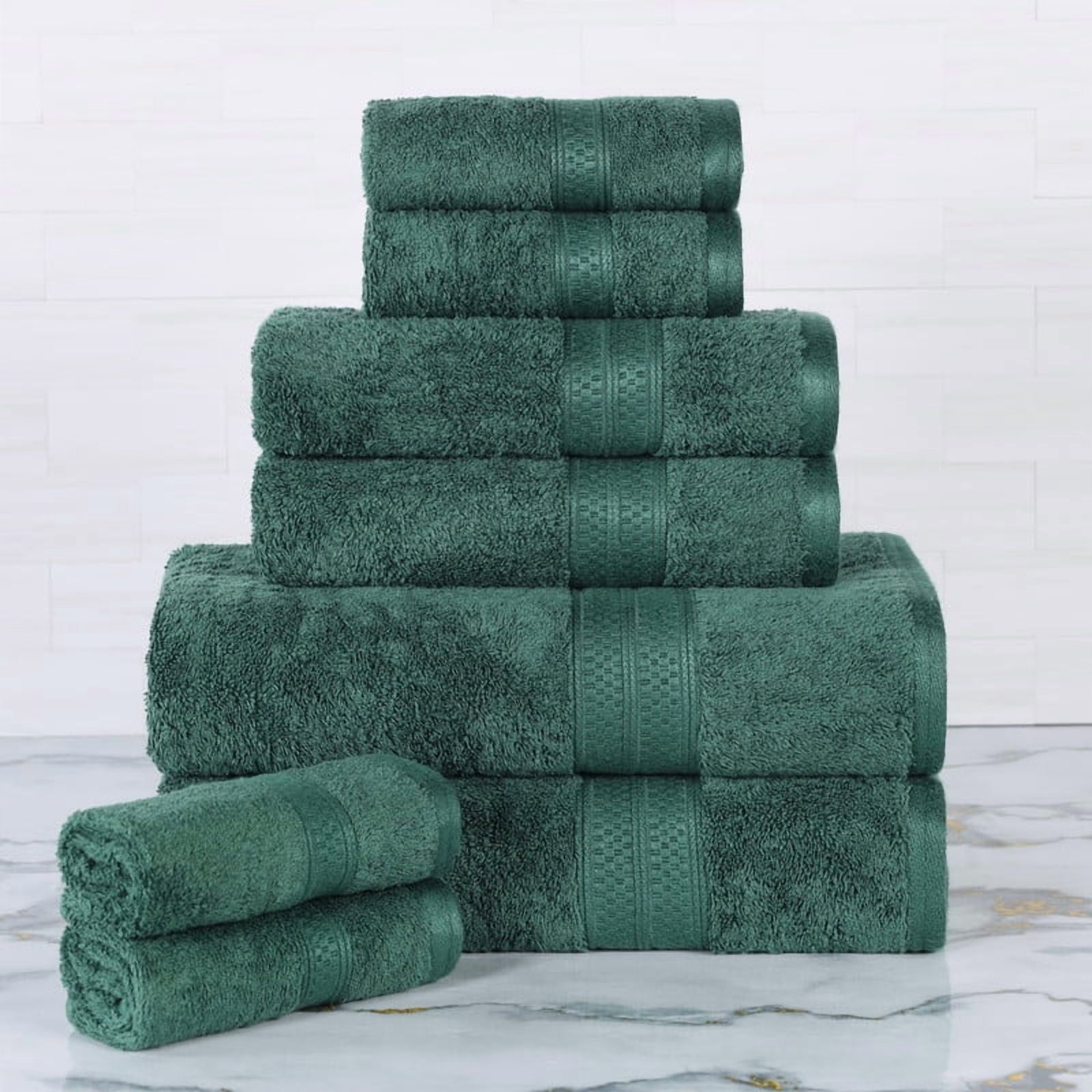 Hunter Green Cotton Bamboo Blend 8-Piece Towel Set