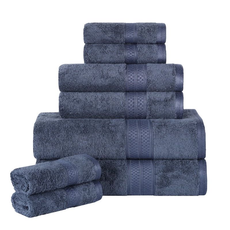 Royal Blue Bamboo Cotton Blend 8-Piece Bath Towel Set