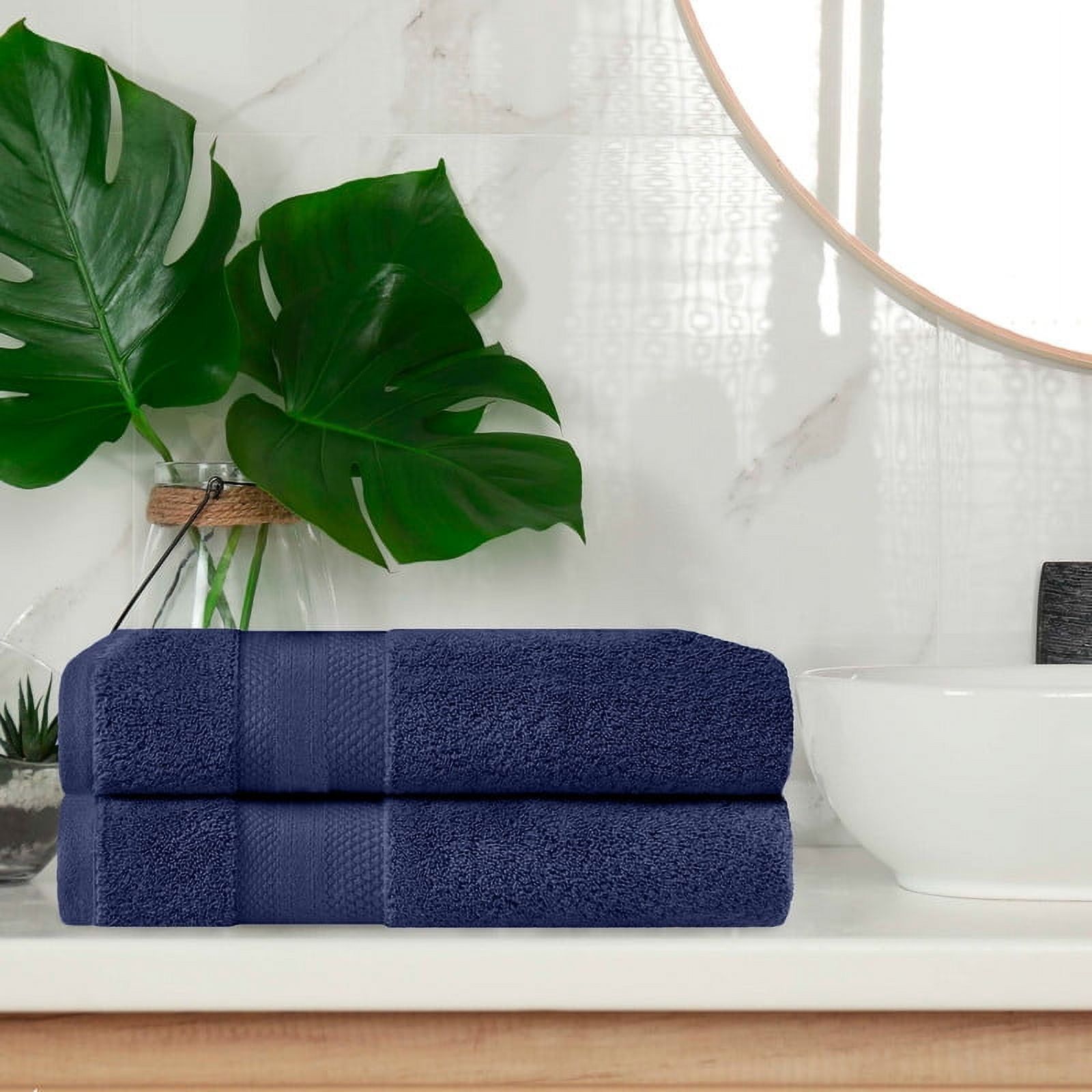 Luxurious Crown Blue Turkish Cotton 2-Piece Bath Towel Set