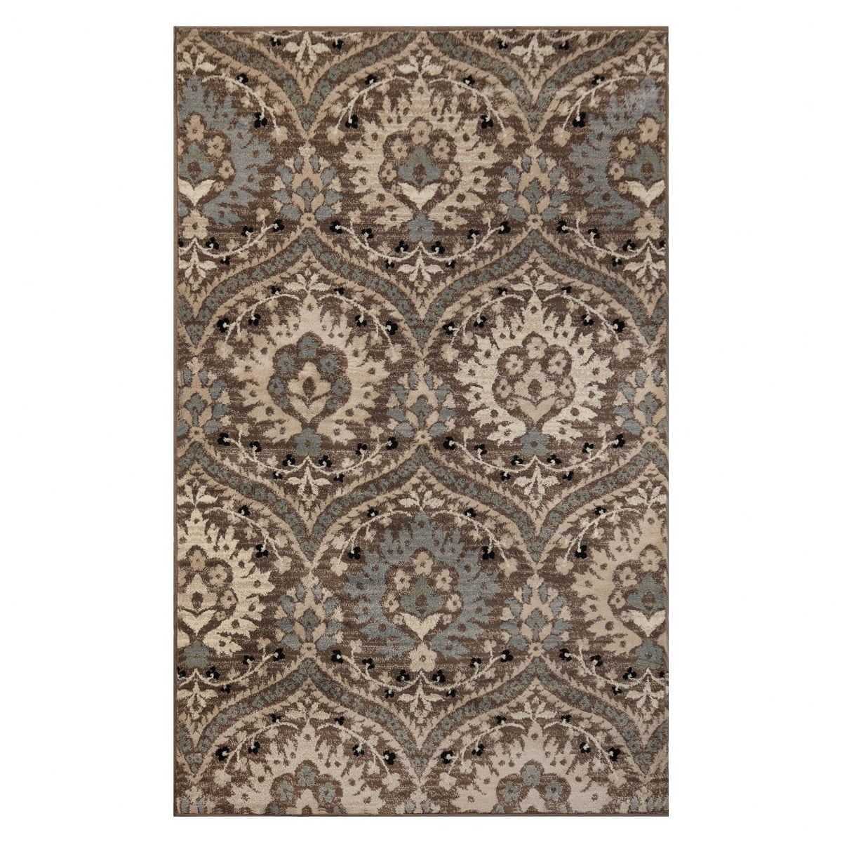 Elegant Light Blue Floral Synthetic Area Rug, 4' x 6'