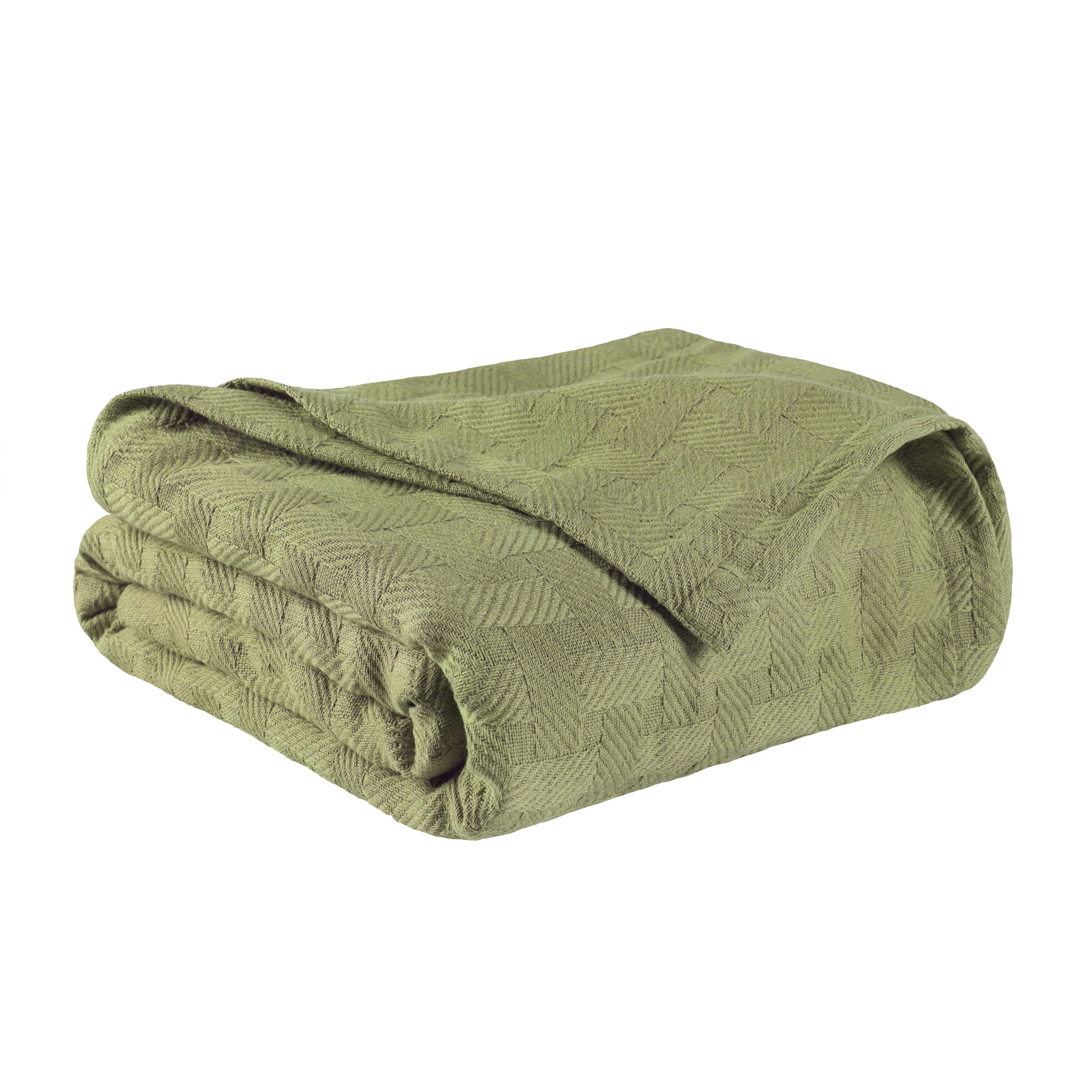 Dorland King-Sized Sage Cotton Basketweave Blanket
