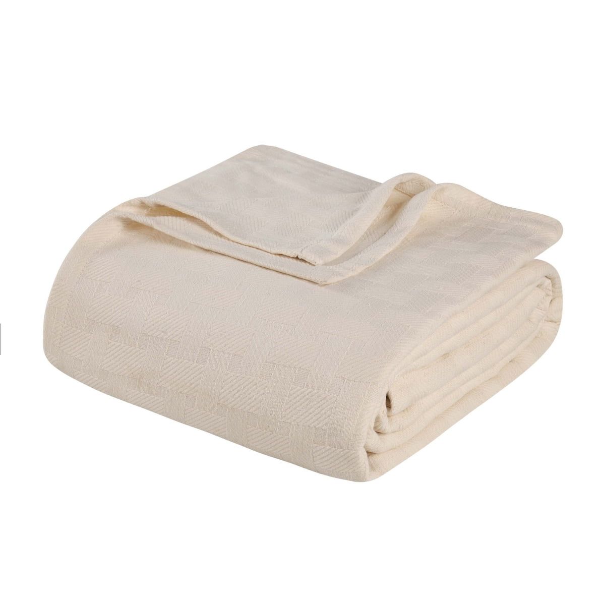 Ivory Basketweave All-Season Cotton Throw Blanket