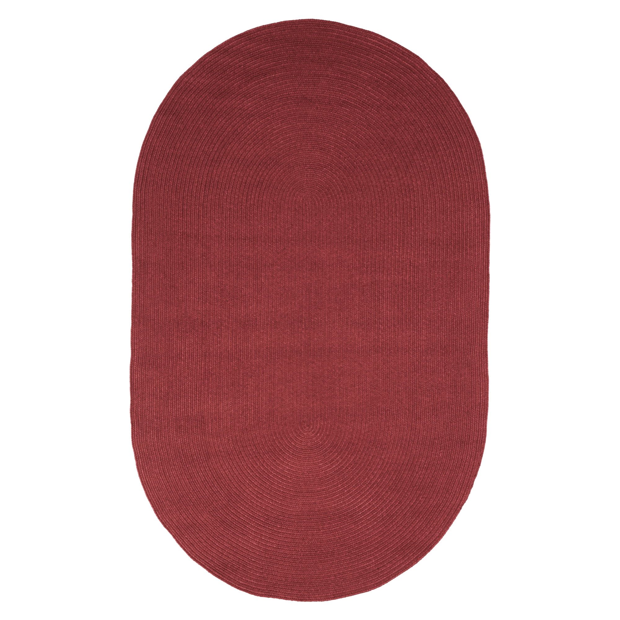 Burgundy Oval Braided Synthetic Reversible Area Rug 3' x 5'