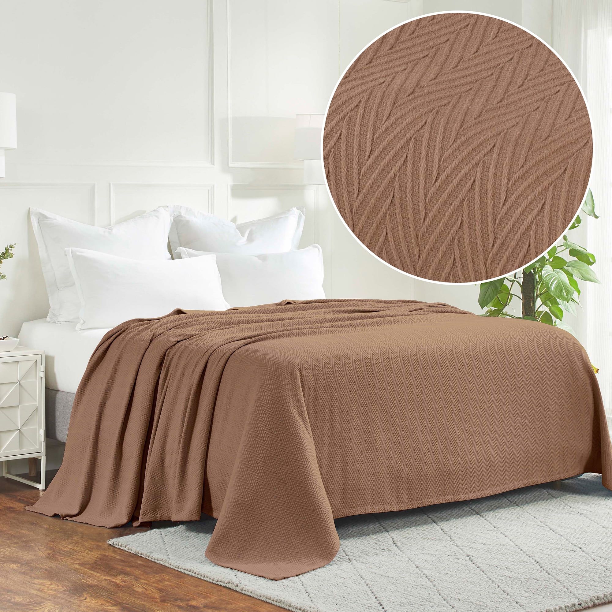 King Size Brown Cotton Knitted Baby Throw Blanket