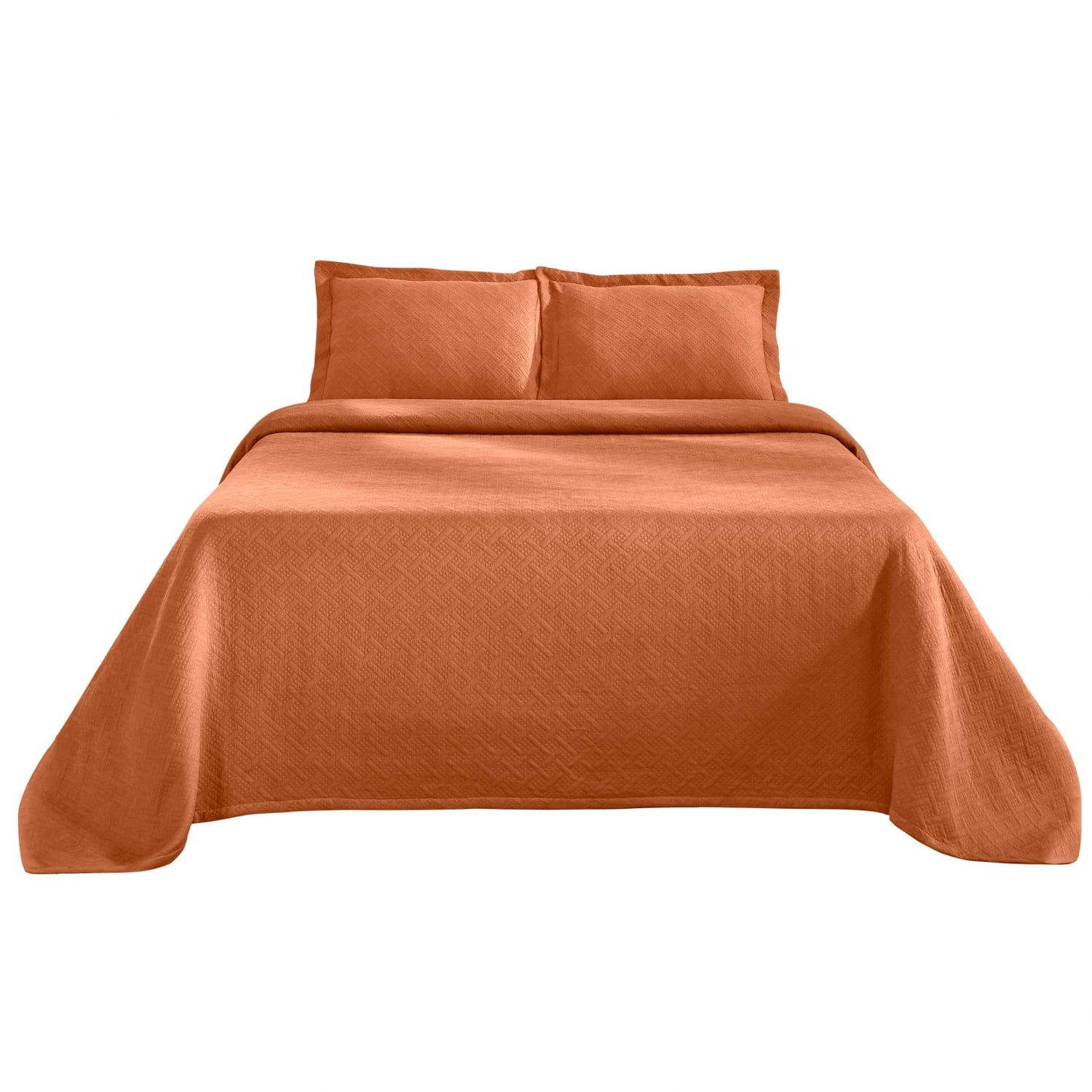 Elegant Oversized Cotton Matelassé Bedspread Set in Mandarin, Queen