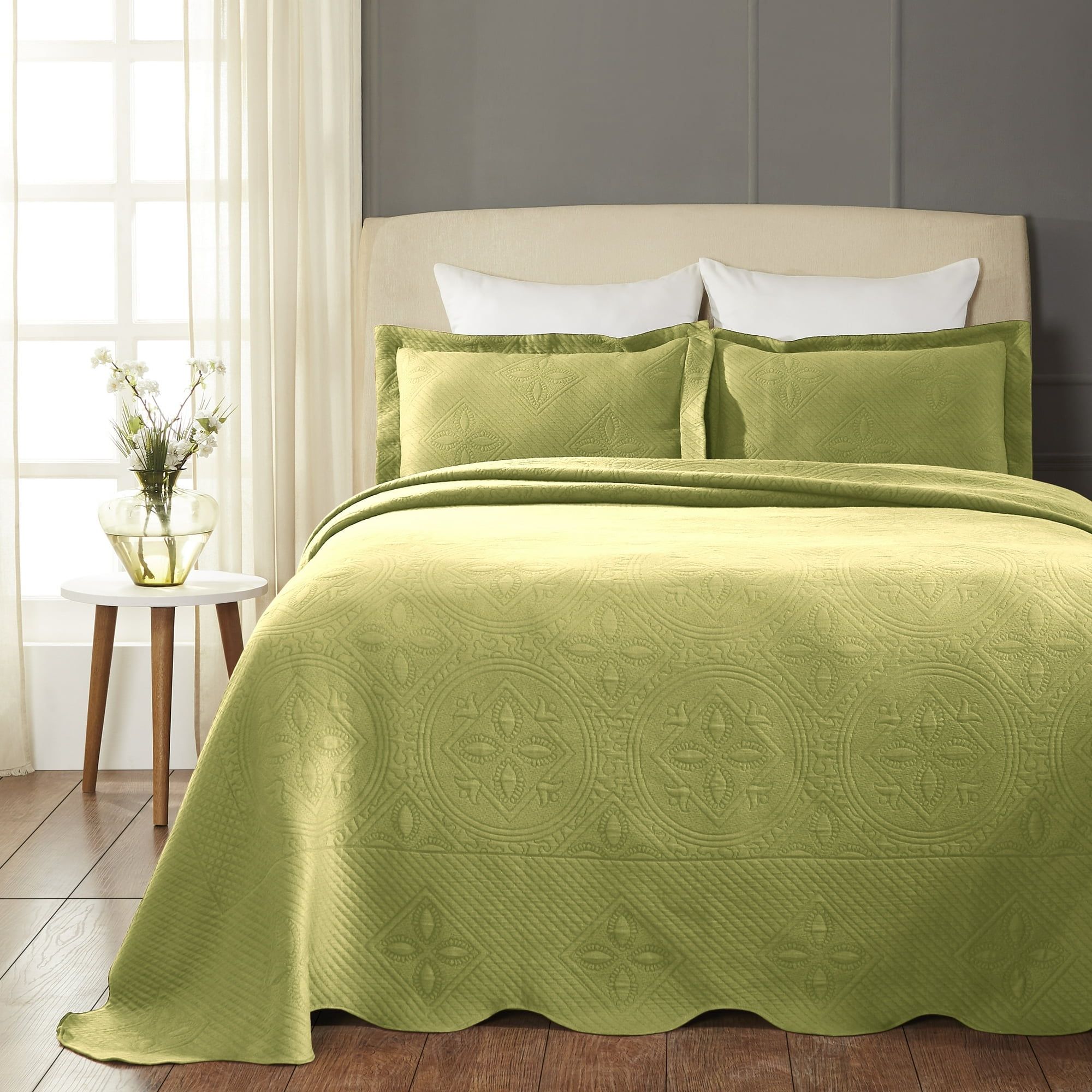 Sweet Pea Full Cotton Jacquard Matelasse Bedspread Set