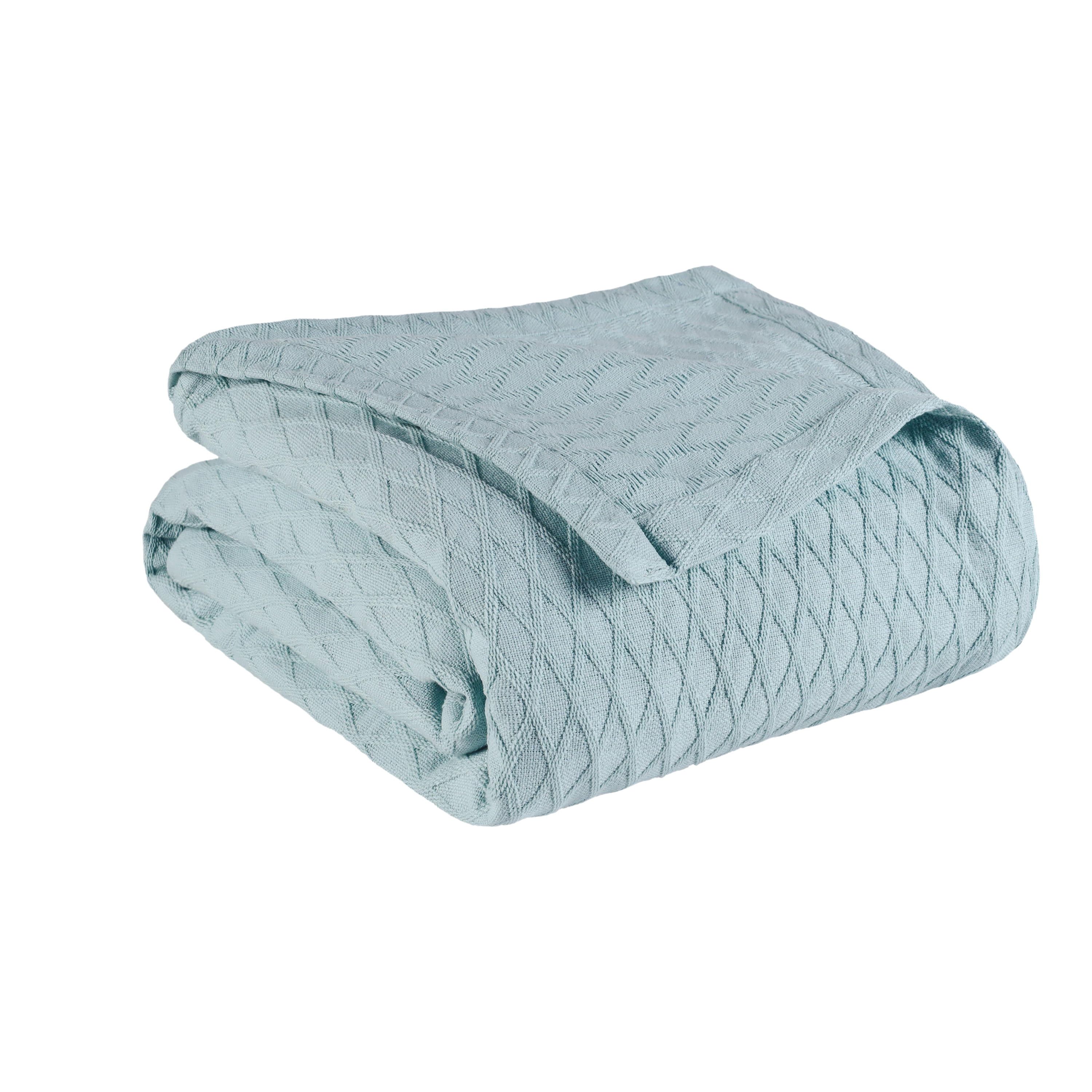 Chic Aqua Diamond Weave Full/Queen Cotton Blanket