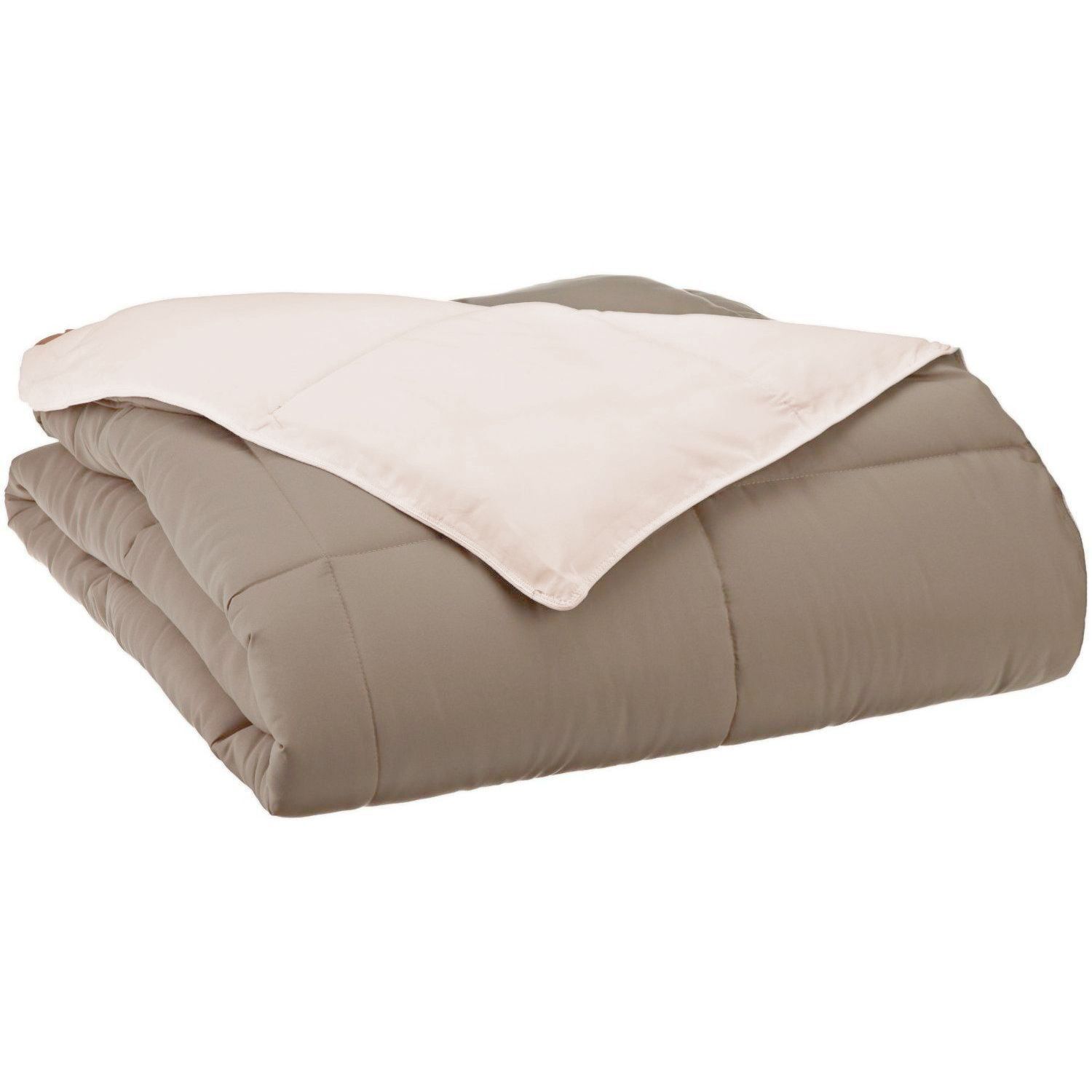 Twin Ivory and Taupe Reversible Down Alternative Microfiber Comforter