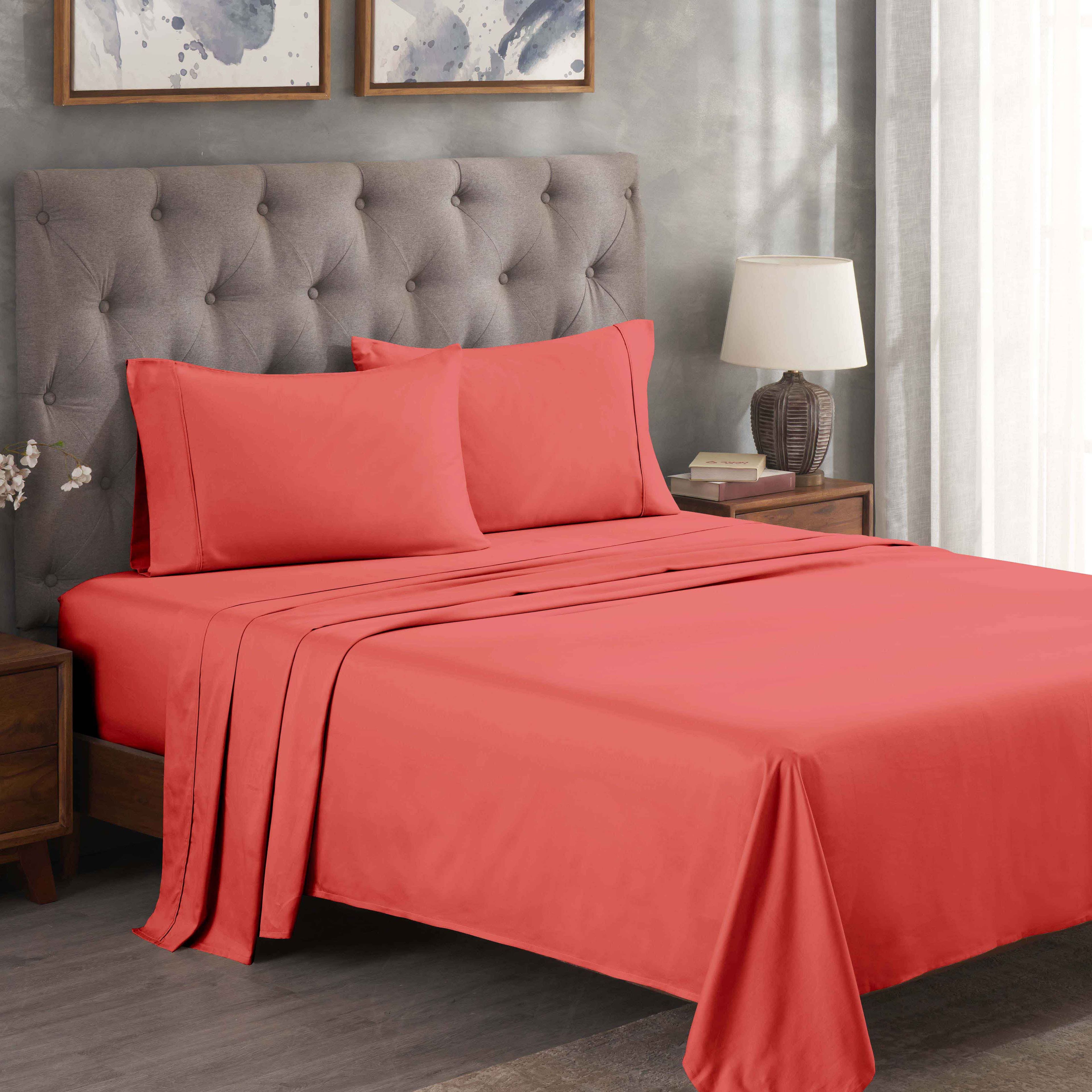 Coral King Egyptian Cotton Deep Pocket Bed Sheet Set