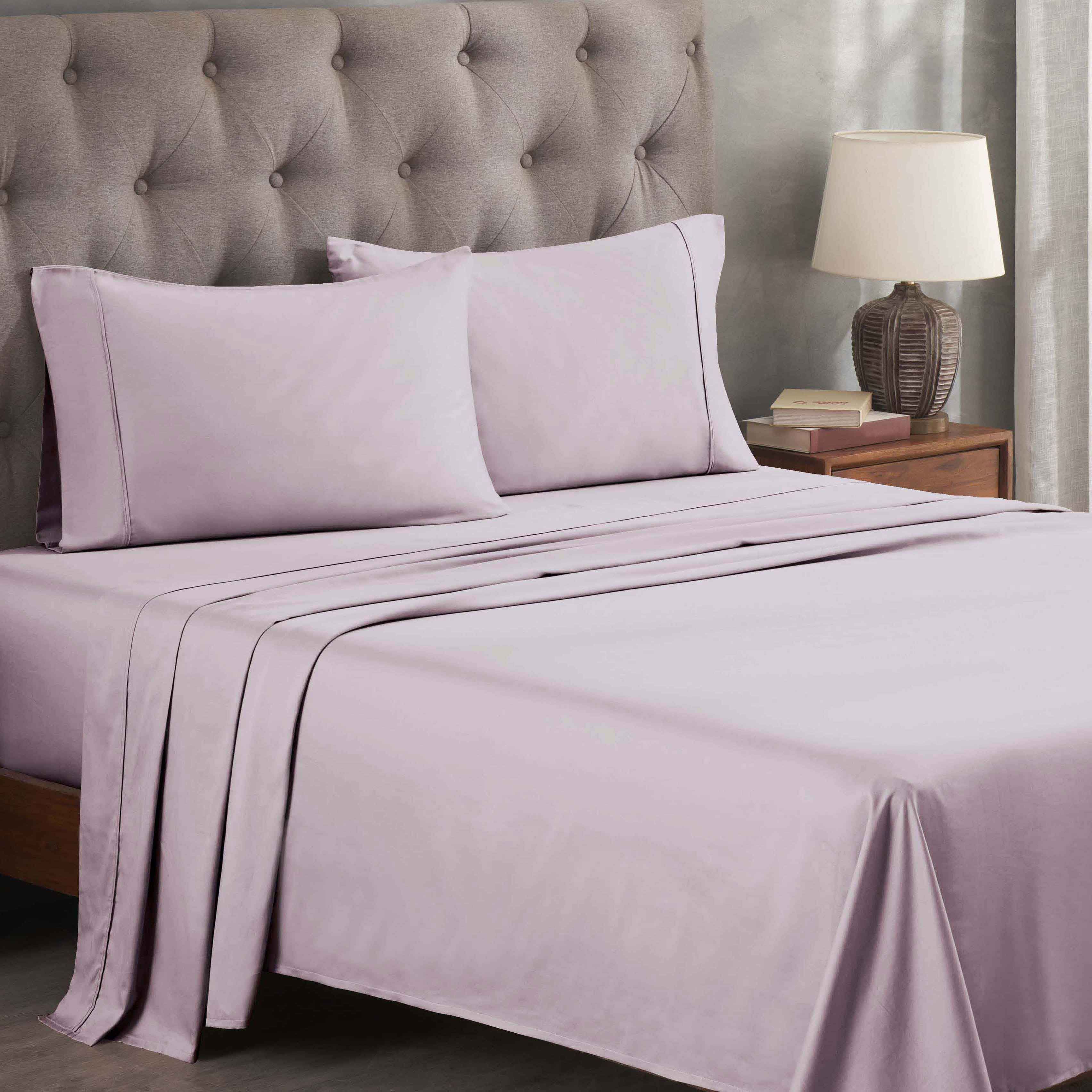 Lilac Egyptian Cotton 300 Thread Count King Bed Sheet Set