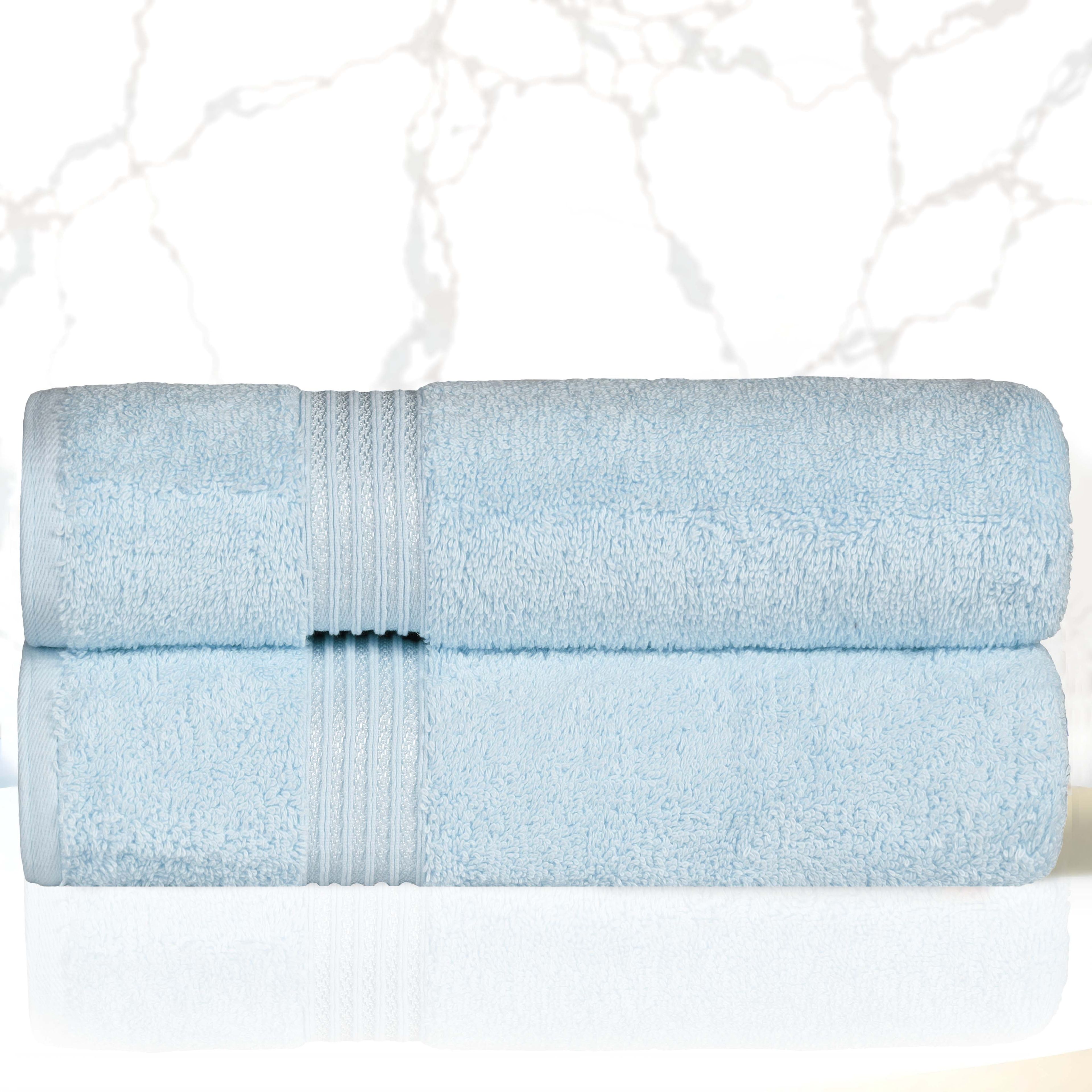 Superior Egyptian Cotton Light Blue Bath Towel Set of 2