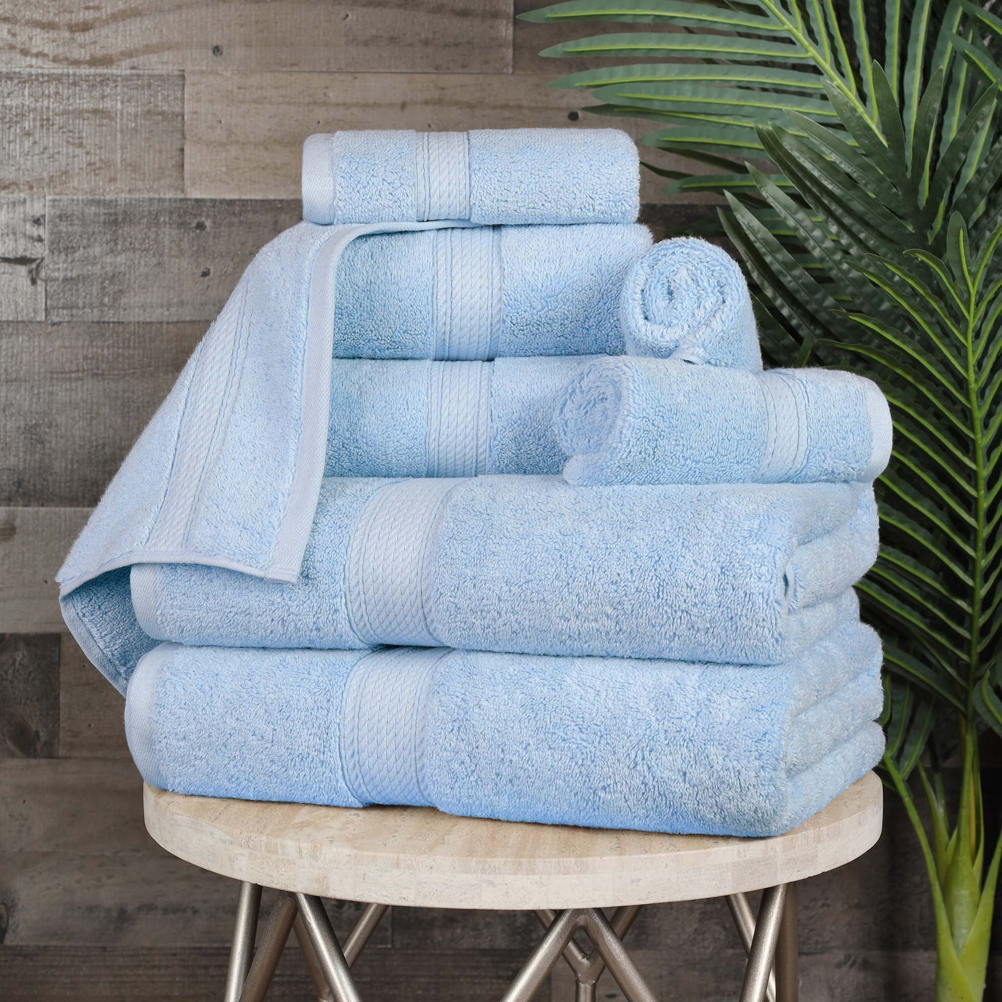 Superior Light Blue Egyptian Cotton 8-Piece Towel Set