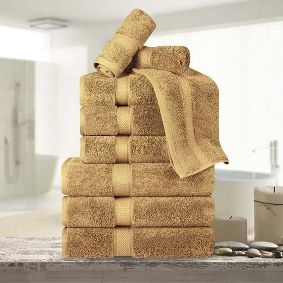 Luxurious Toast Egyptian Cotton 9-Piece Towel Set
