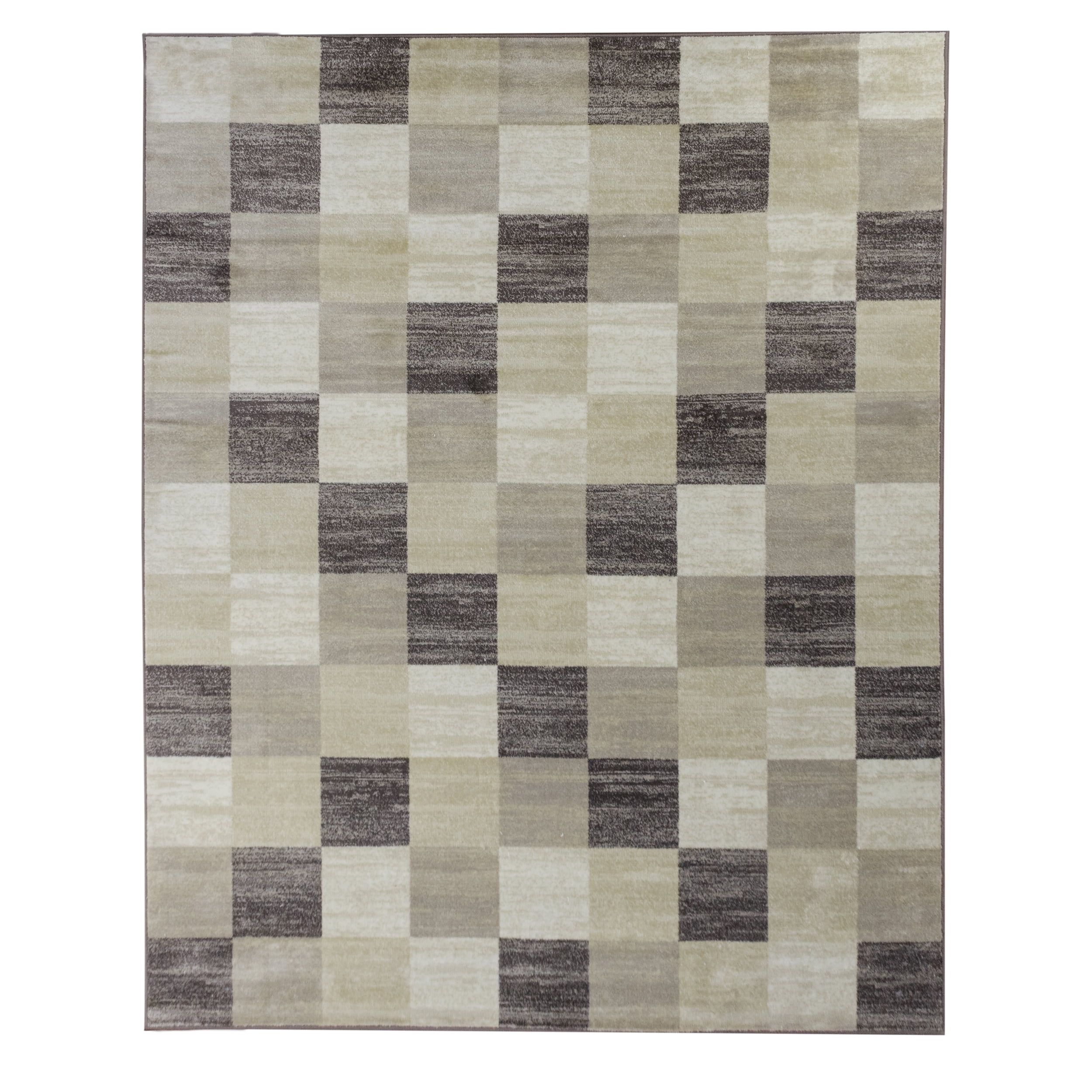 Beige Geometric 8' x 10' Synthetic Area Rug with Jute Backing