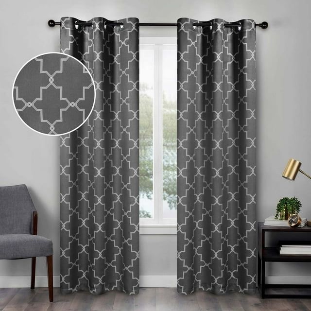 Charcoal Polyester Blackout Grommet Window Panels, 42" x 63"
