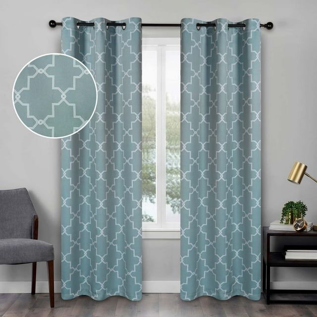 Teal Polyester Blackout Rod Pocket Window Panels, 42" x 63"