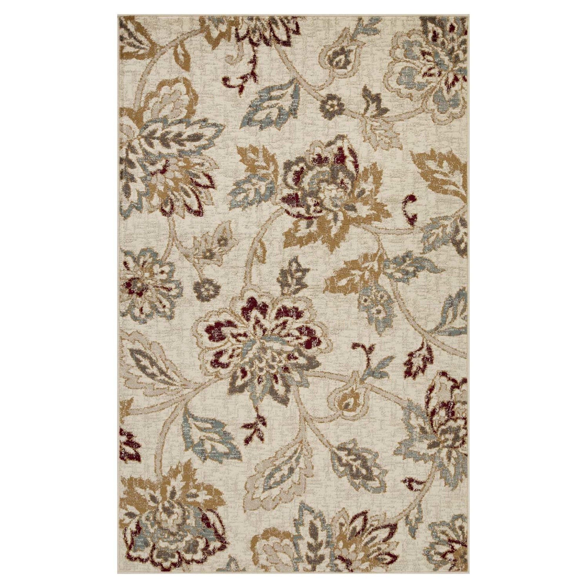 Condell Stone Floral 7' x 9' Stain-Resistant Synthetic Area Rug