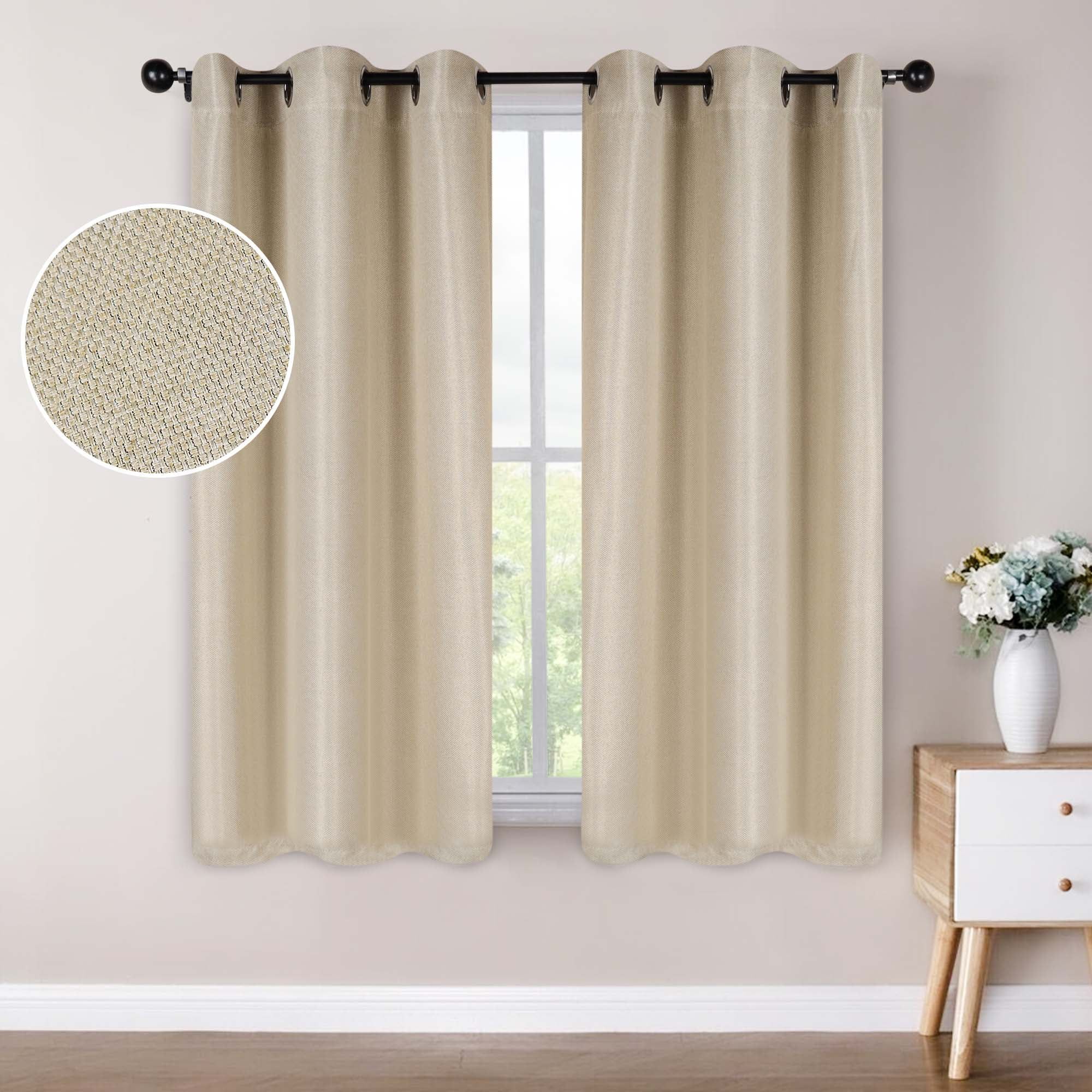 Beige Textured Polyester Blackout Window Panel Set, 42" x 63"