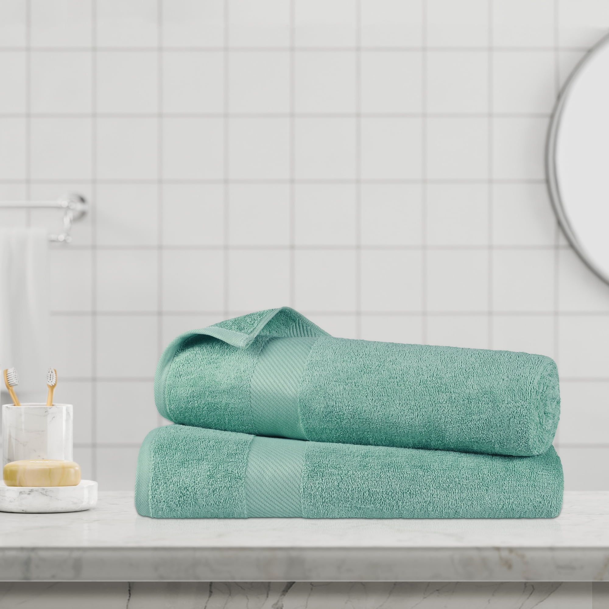 Oversized Sea Foam Egyptian Cotton Bath Sheet Set, 2 Pieces