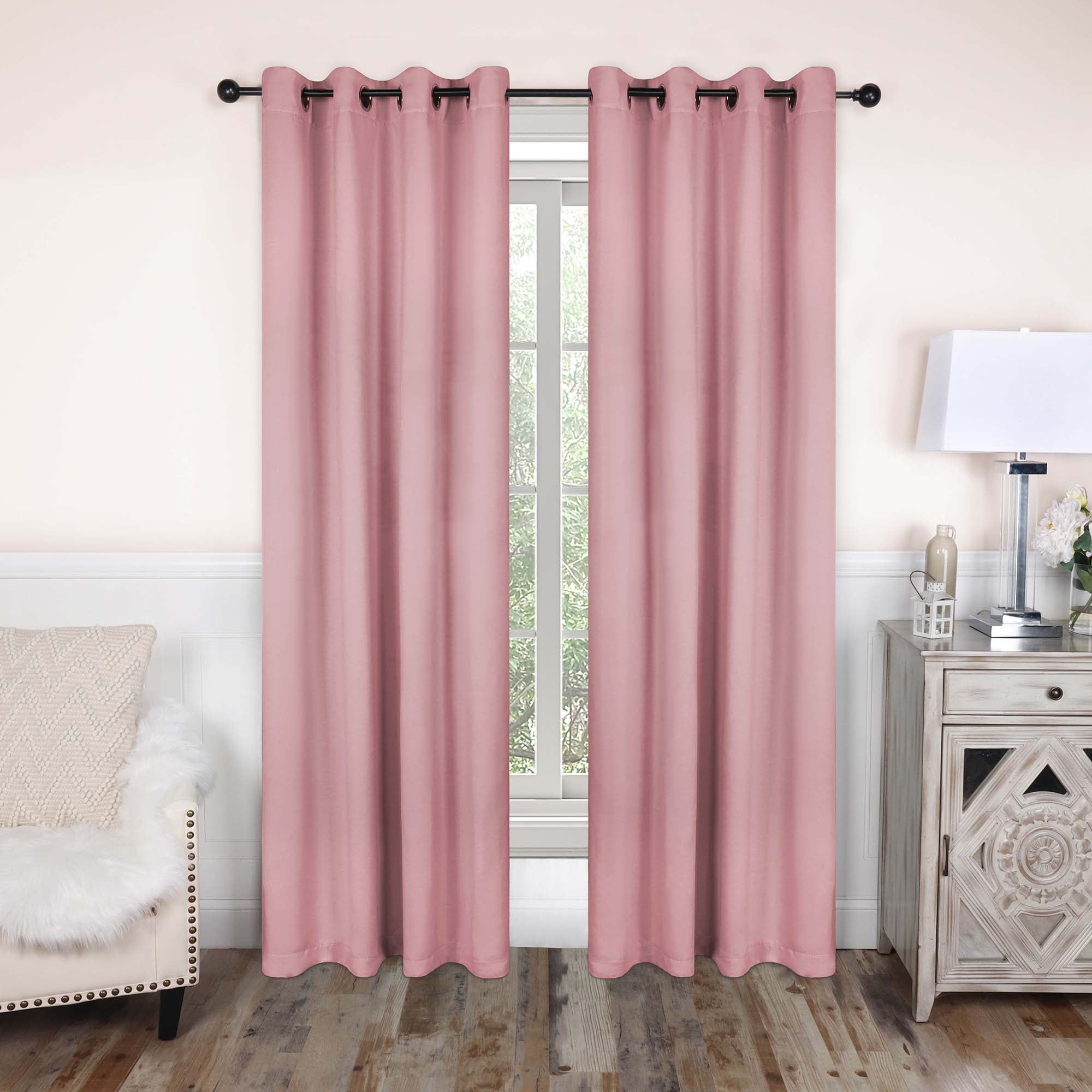 Mauve Chalk Blackout Polyester Window Curtains, 52" x 108", Set of 2