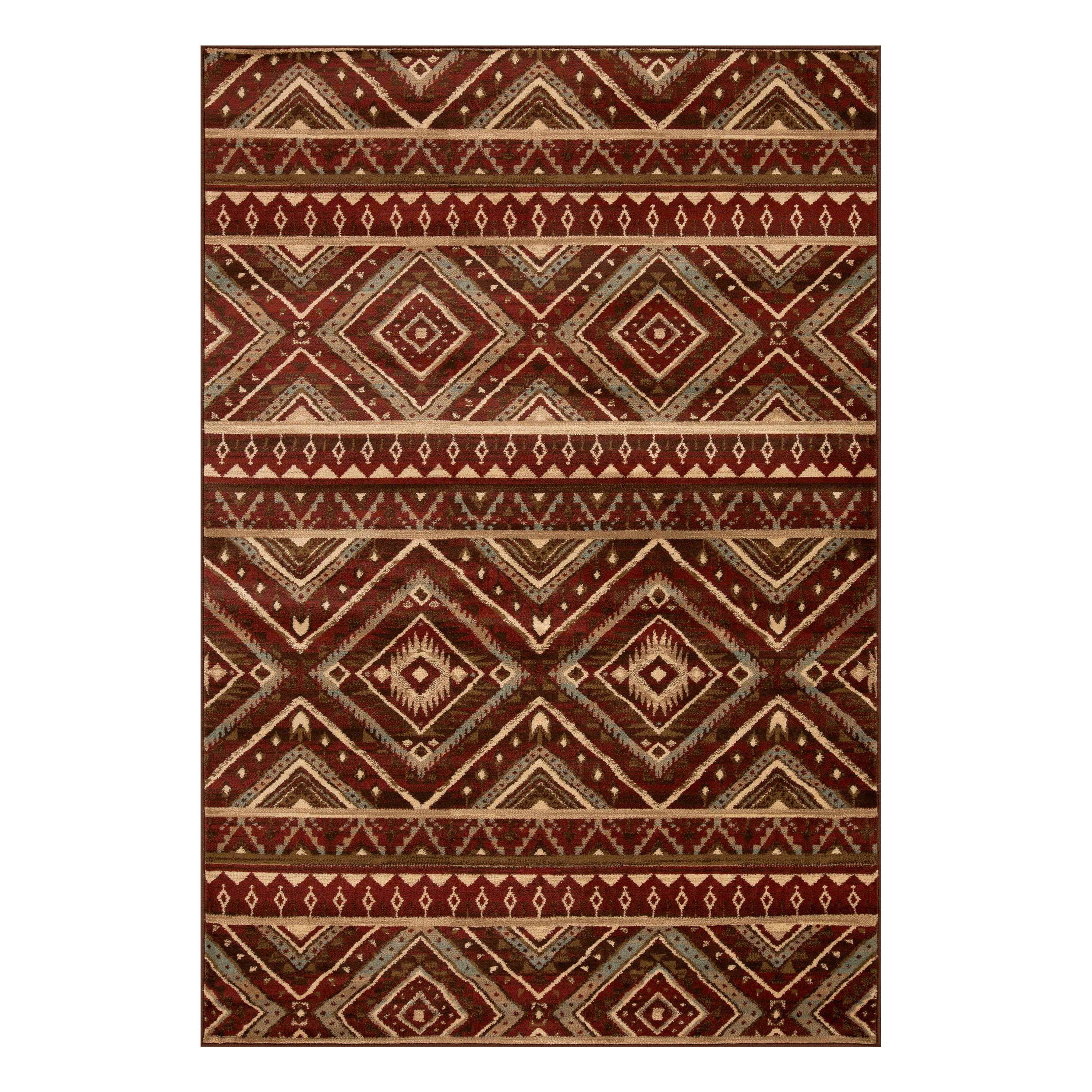 Tampa Maroon Southwestern Geometric Medallion Area Rug, 5' x 8'