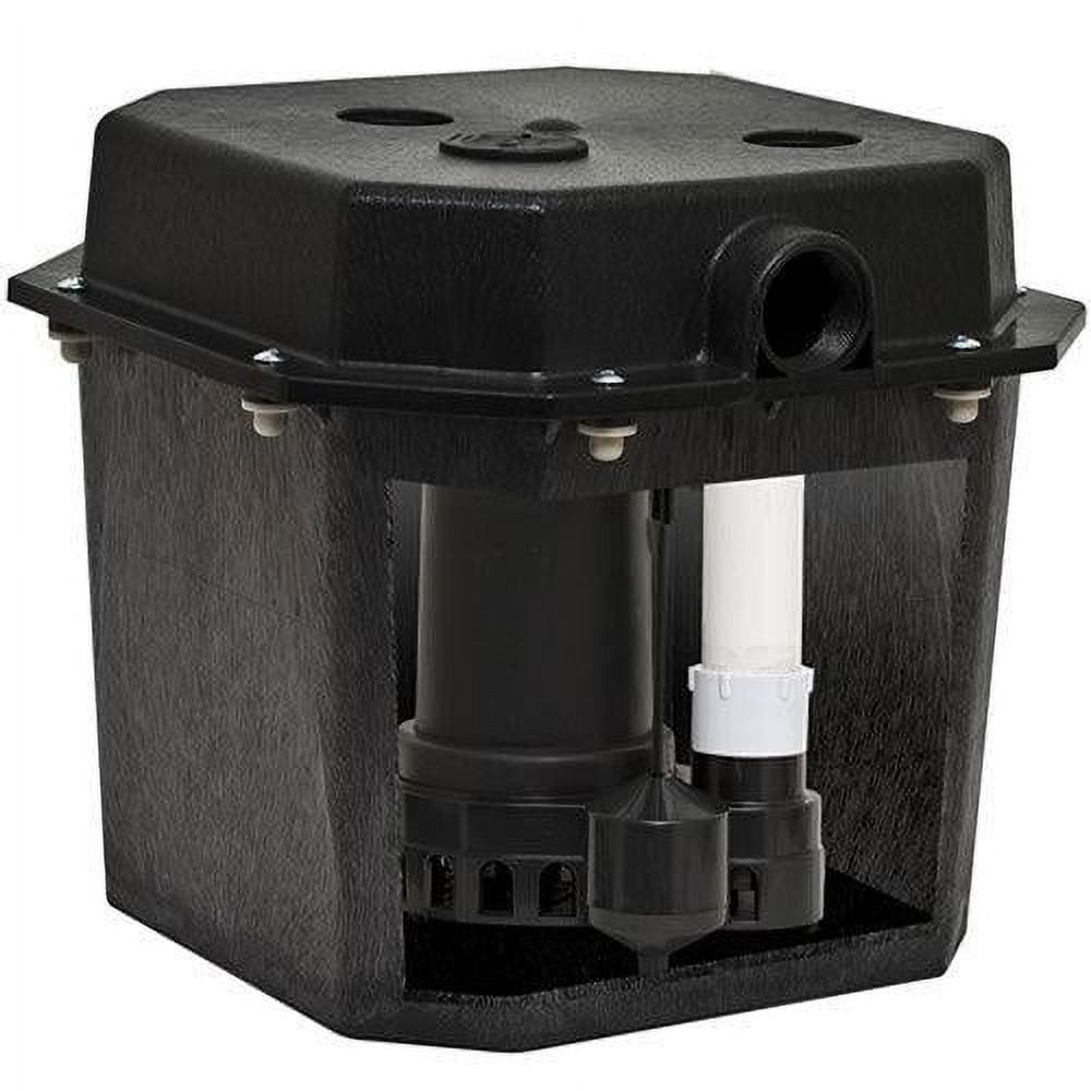 Black Thermoplastic 1/3 HP Submersible Remote Sink Drain Pump System