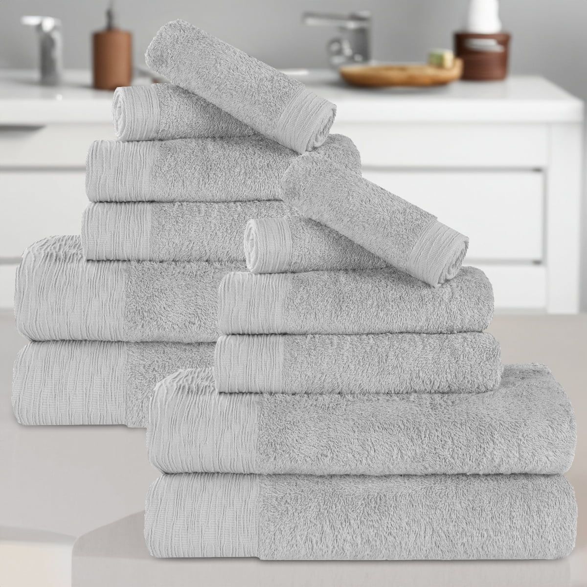 Platinum 12-Piece Bamboo Cotton Luxury Towel Set