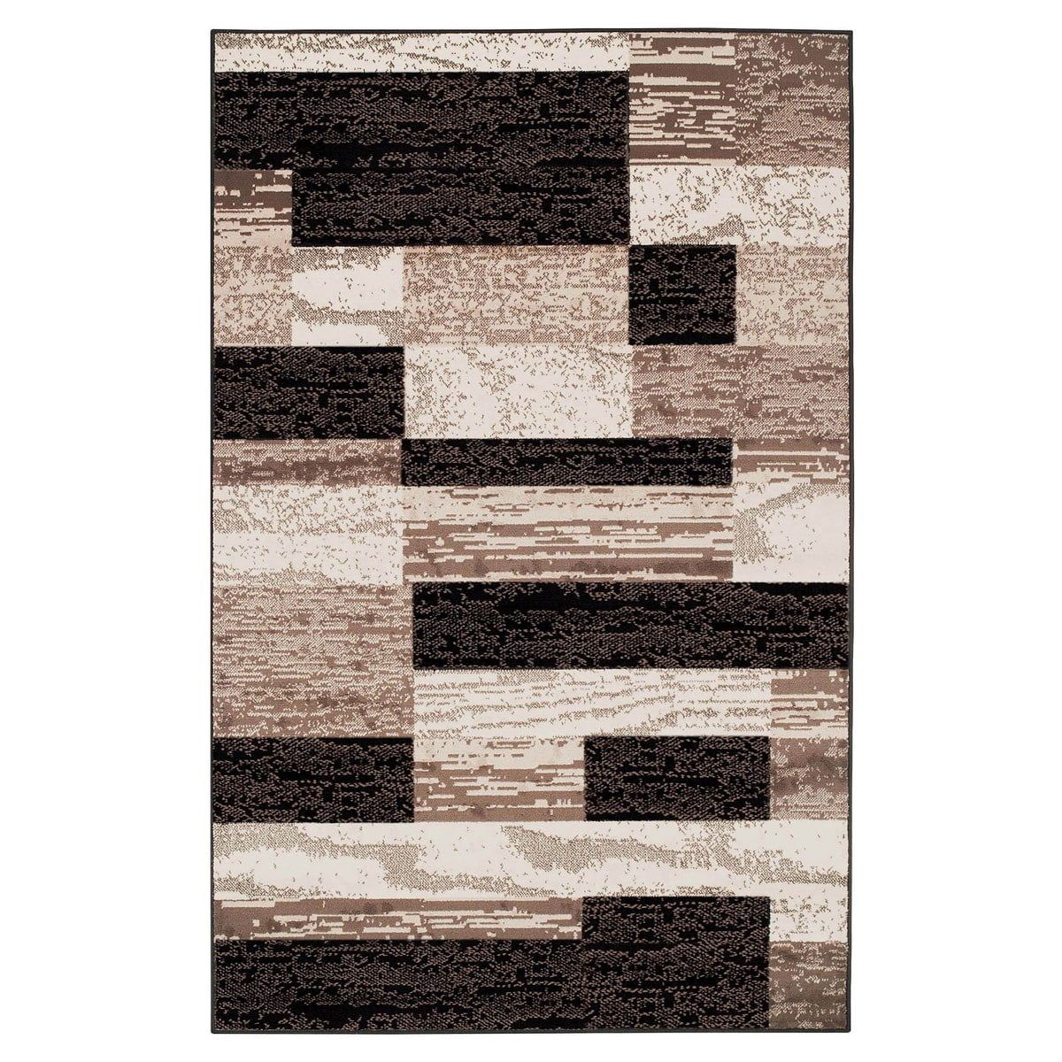 Chocolate Geometric Medium Pile Indoor Area Rug