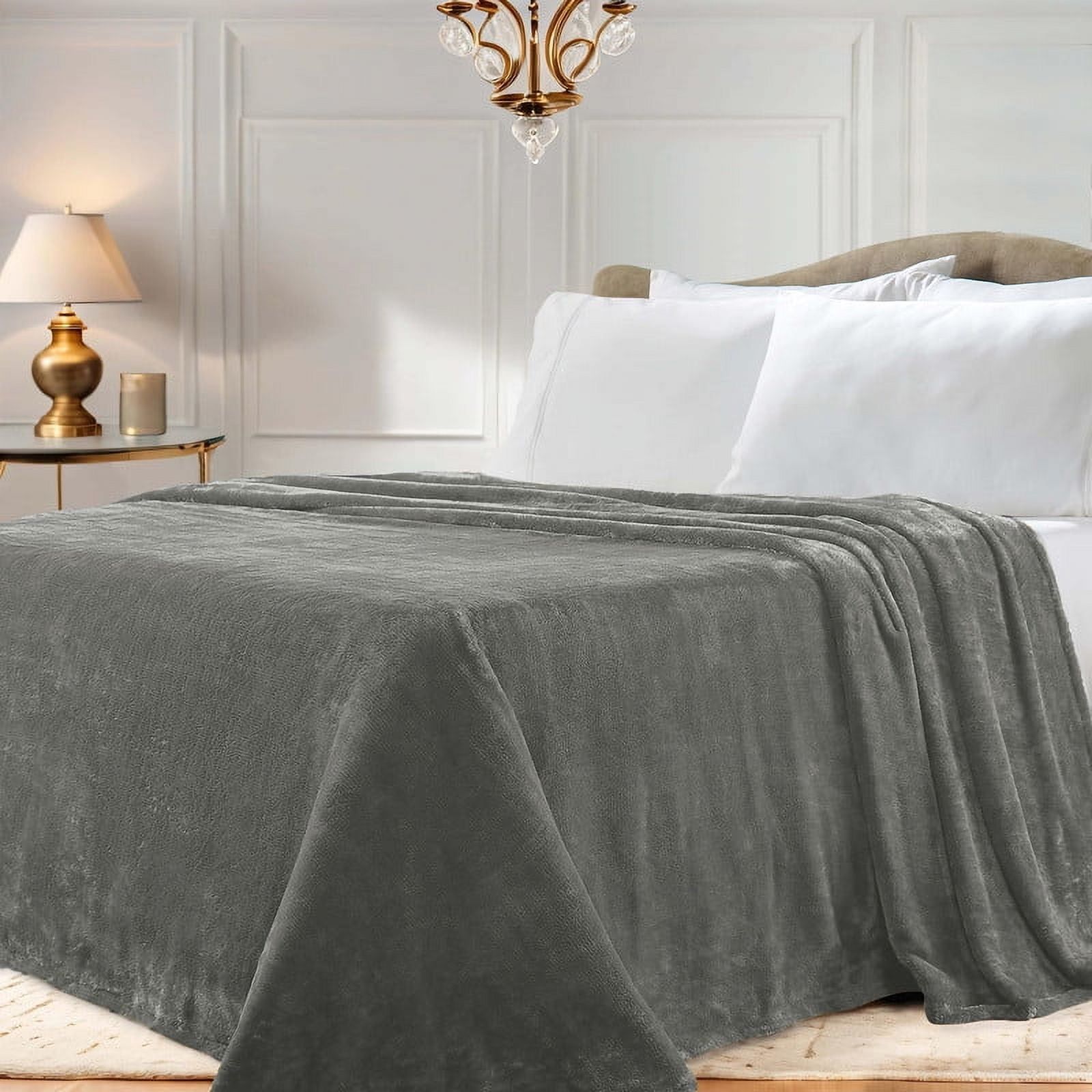 Luxurious Silver Plush Fleece Throw Blanket, 50" x 60"