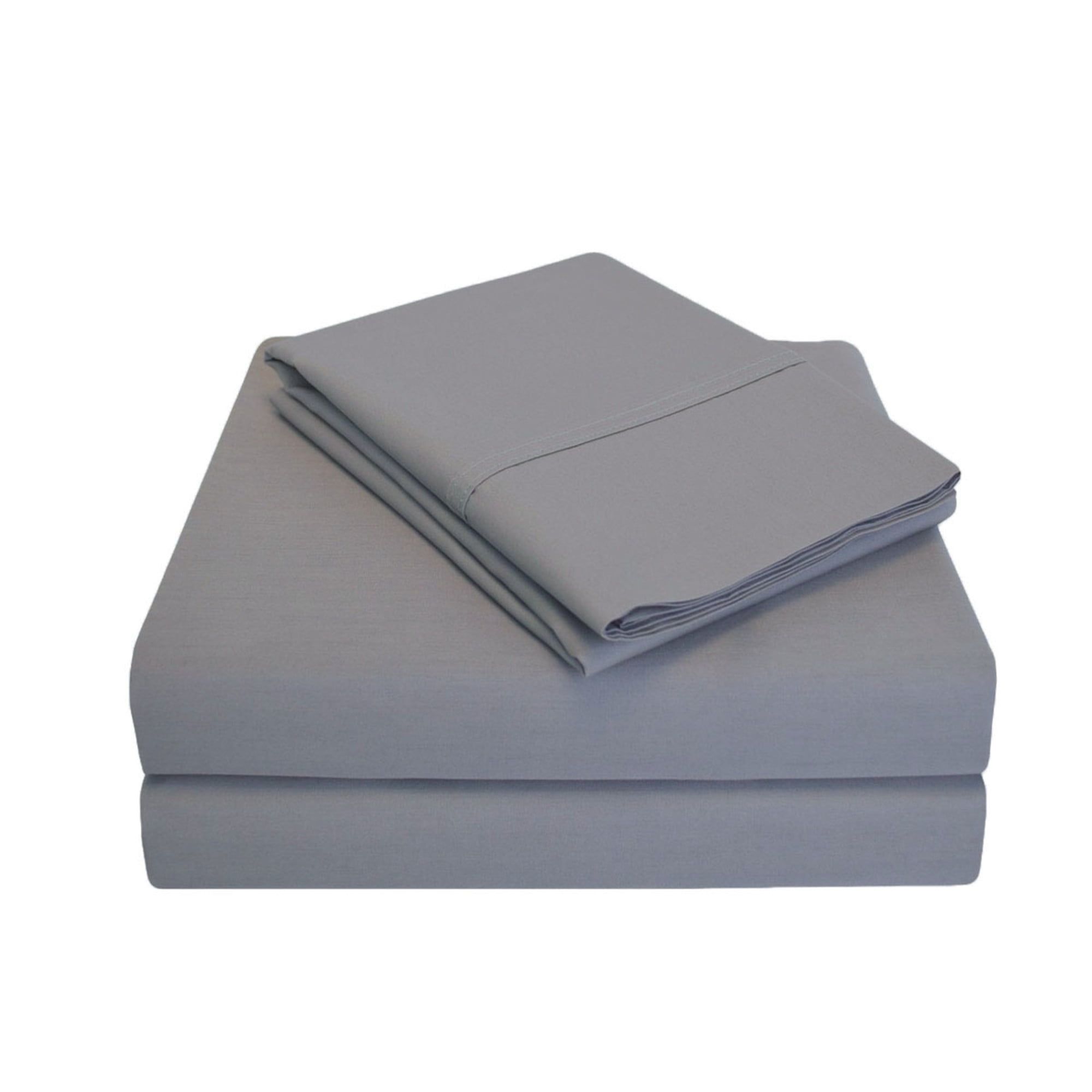 California King Gray Cotton Percale Deep Pocket Sheet Set