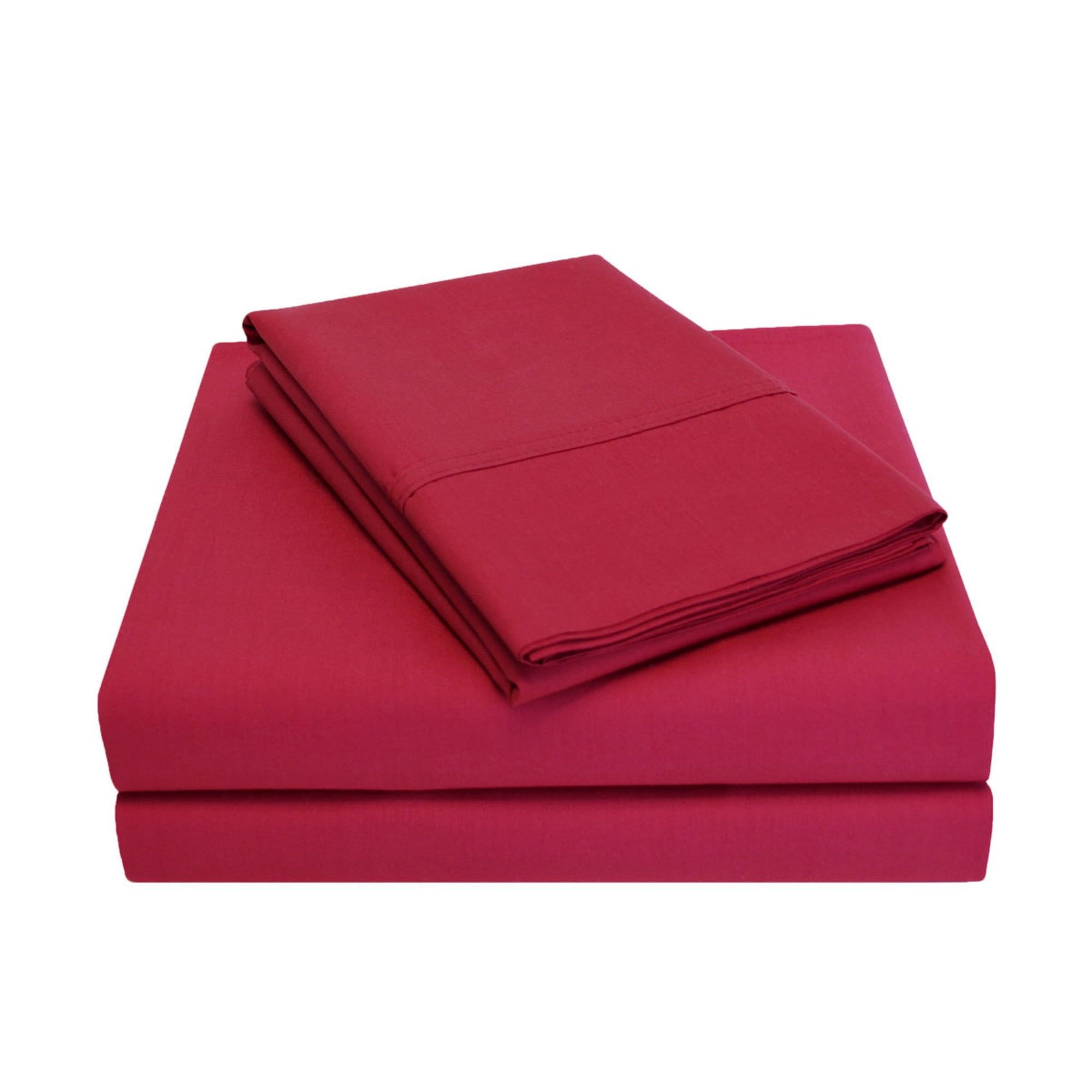 Burgundy Twin Cotton Percale Deep Pocket Sheet Set