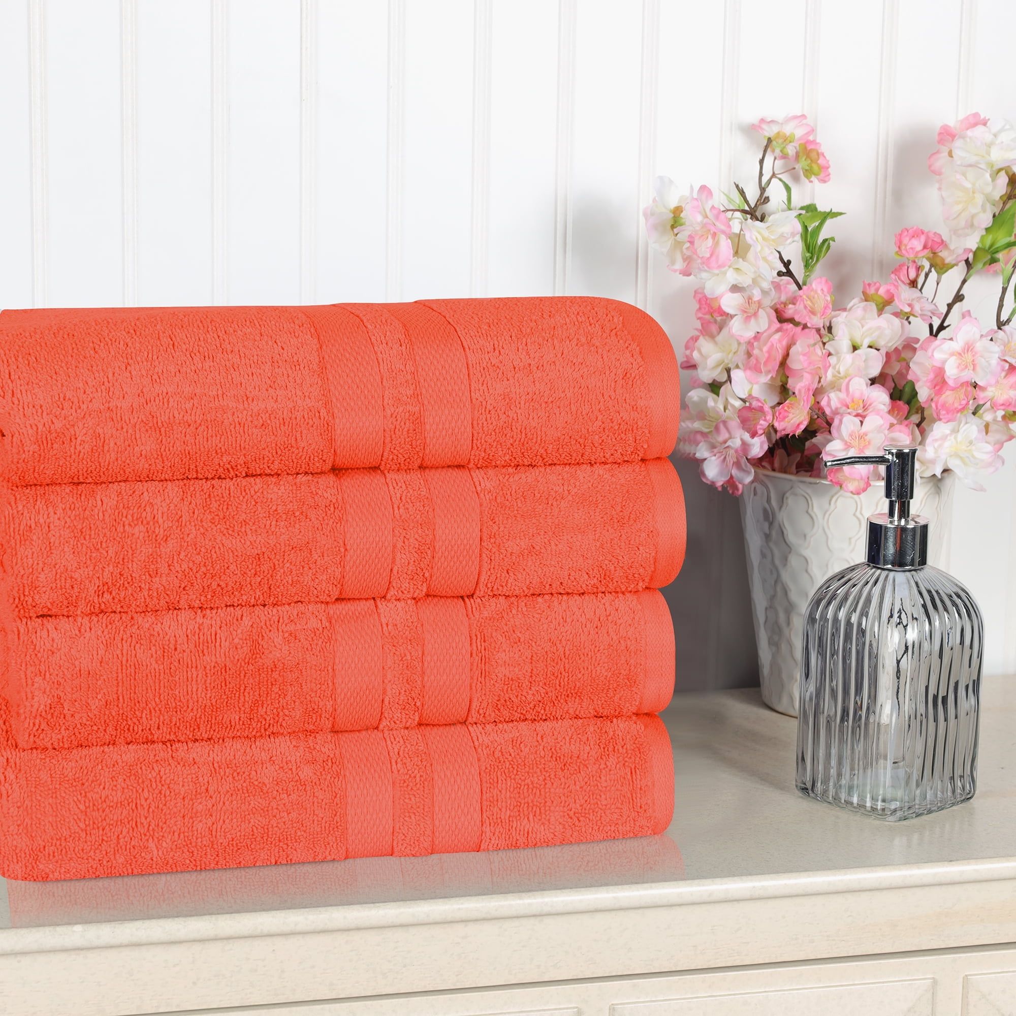 Tangerine Oversized Cotton 4-Piece Bath Towel Set