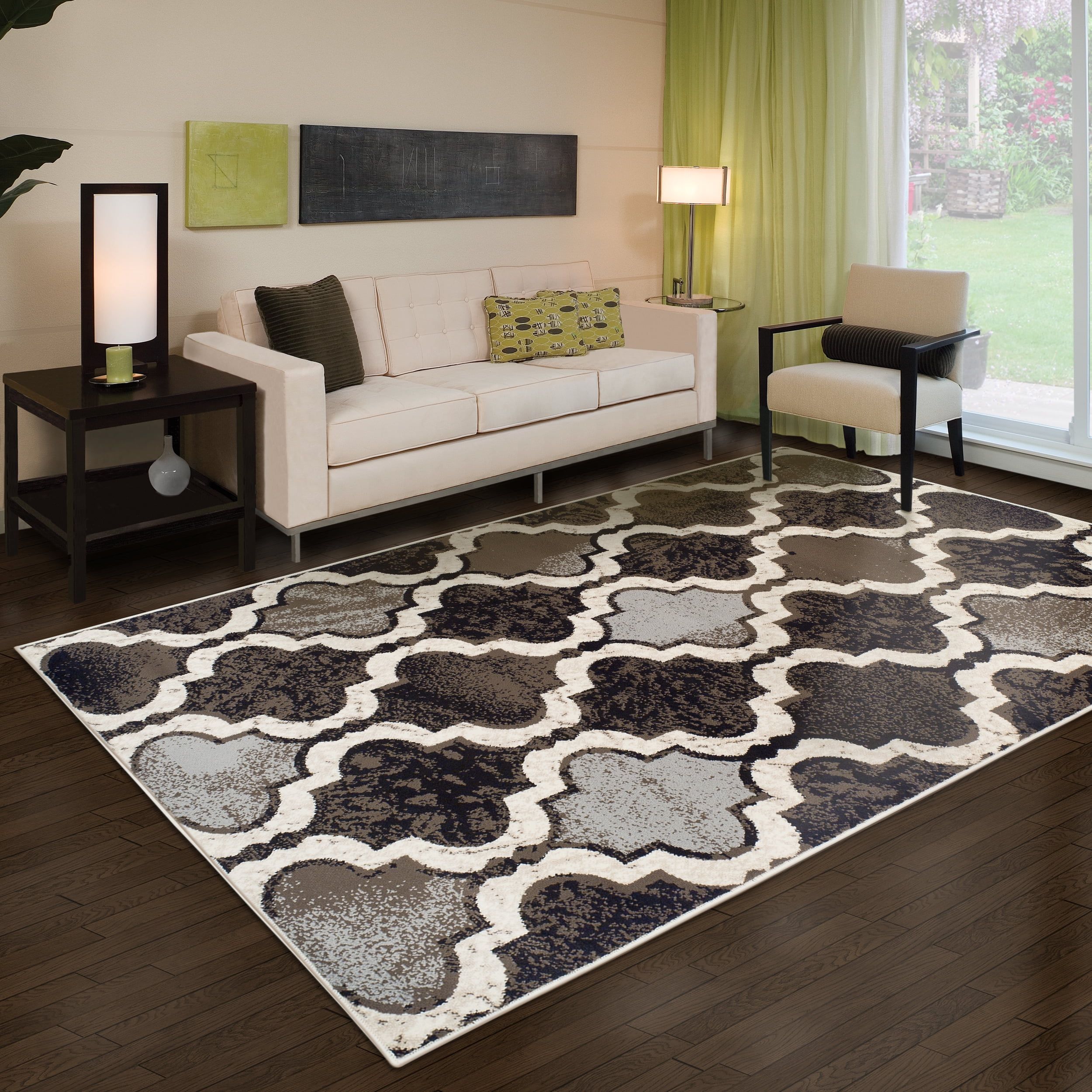 Chic Chocolate Trellis 4' x 6' Easy-Care Synthetic Area Rug