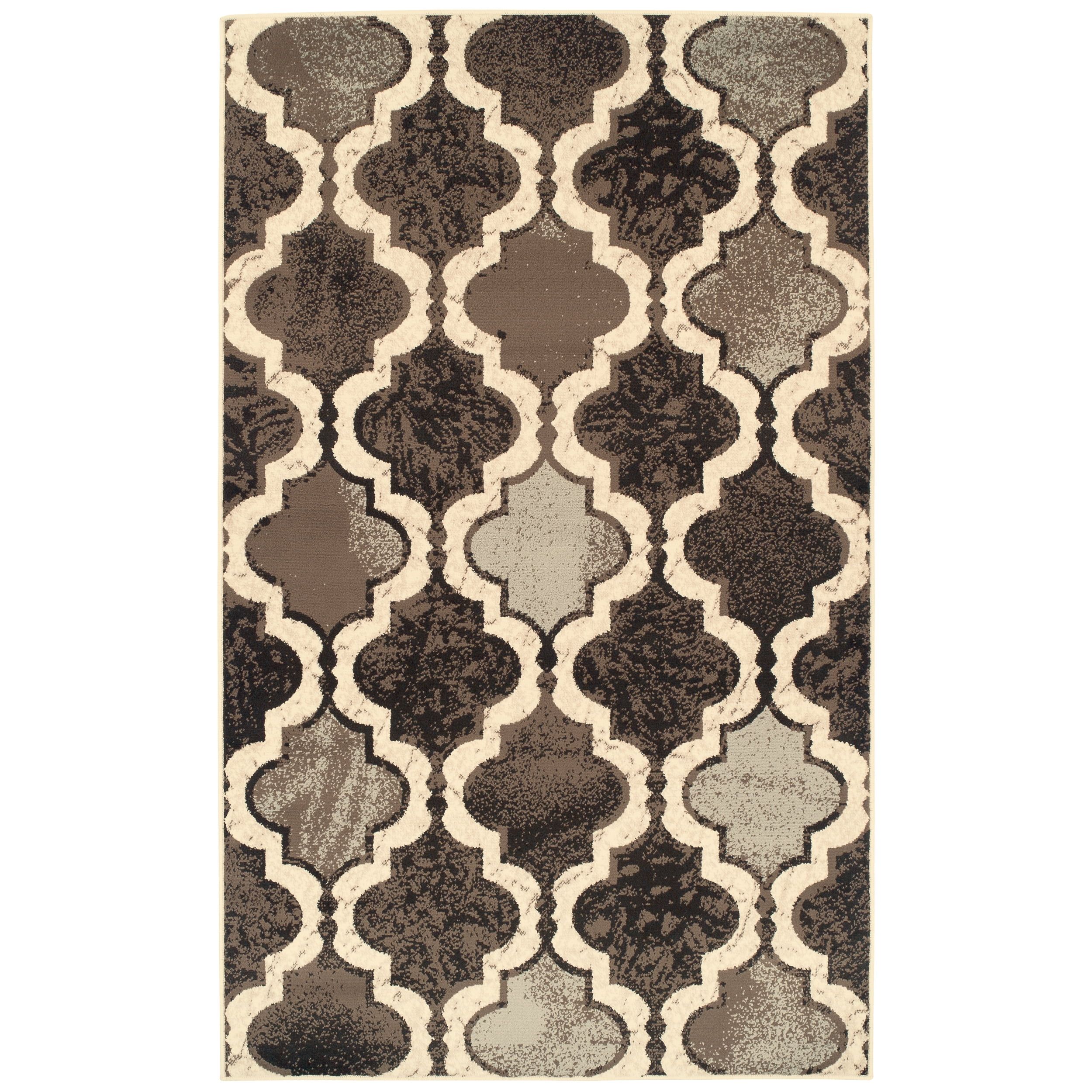 Chic Chocolate Trellis 4' x 6' Easy-Care Synthetic Area Rug