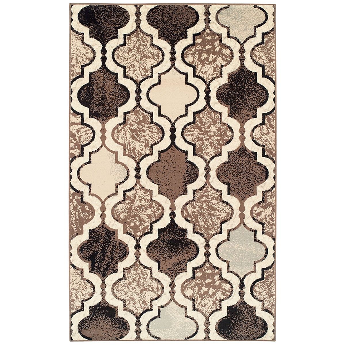 Modern Ivory Trellis 7' x 9' Easy-Care Synthetic Area Rug