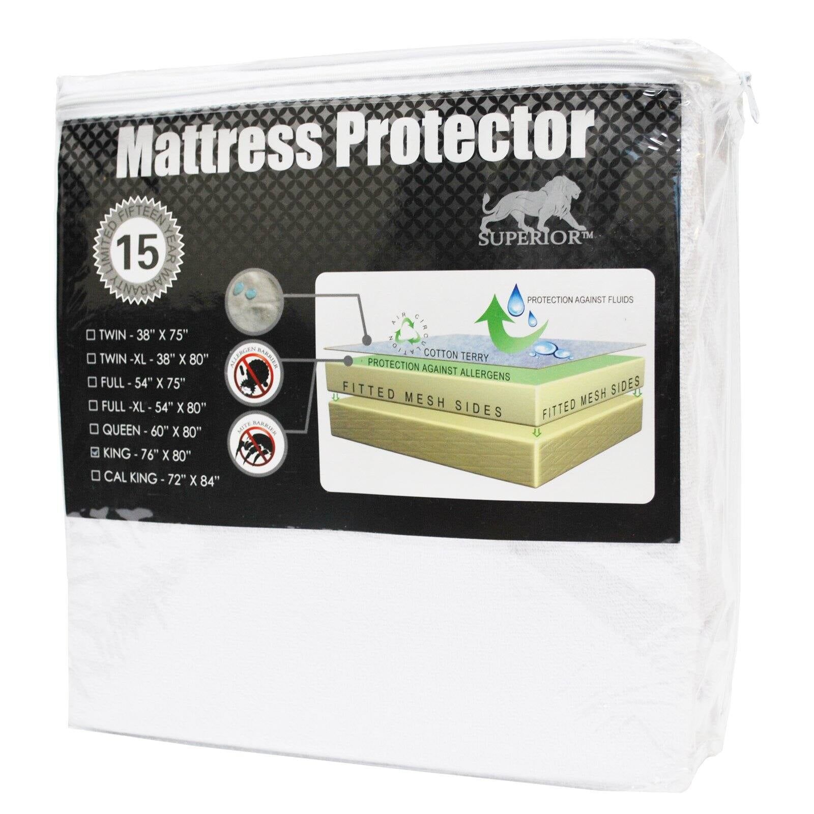 Twin White Cotton Waterproof Mattress Protector